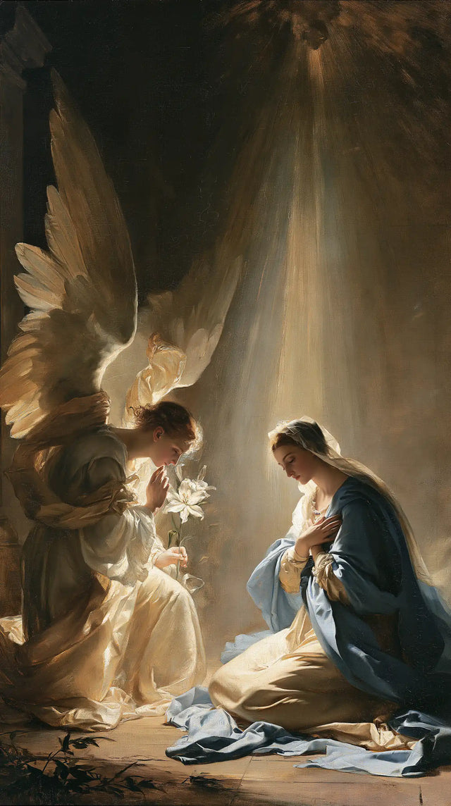 The Annunciation - Celestial Annunciation in Blue Ivory and Gold · Portrait n° 12