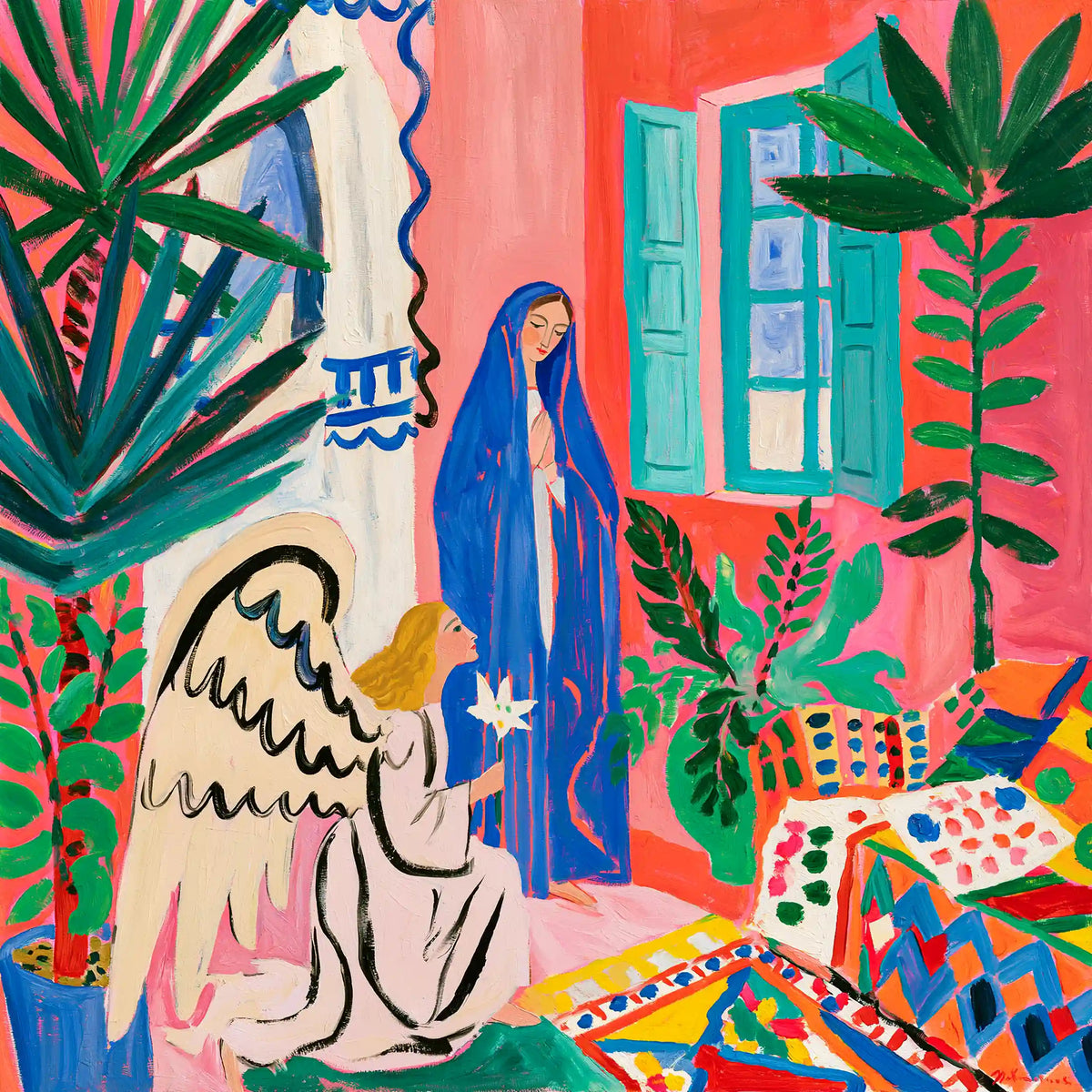 Annunciation in the Coral Room – Fauvist Sacred Art · Square