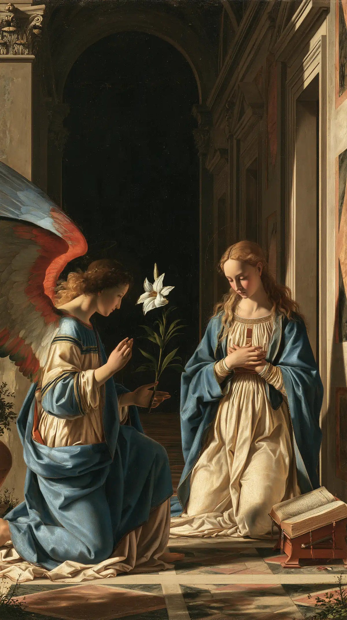 the Annunciation in Florentine Renaissance style in Florentine Renaissance style, portrait Christian artwork no. 12
