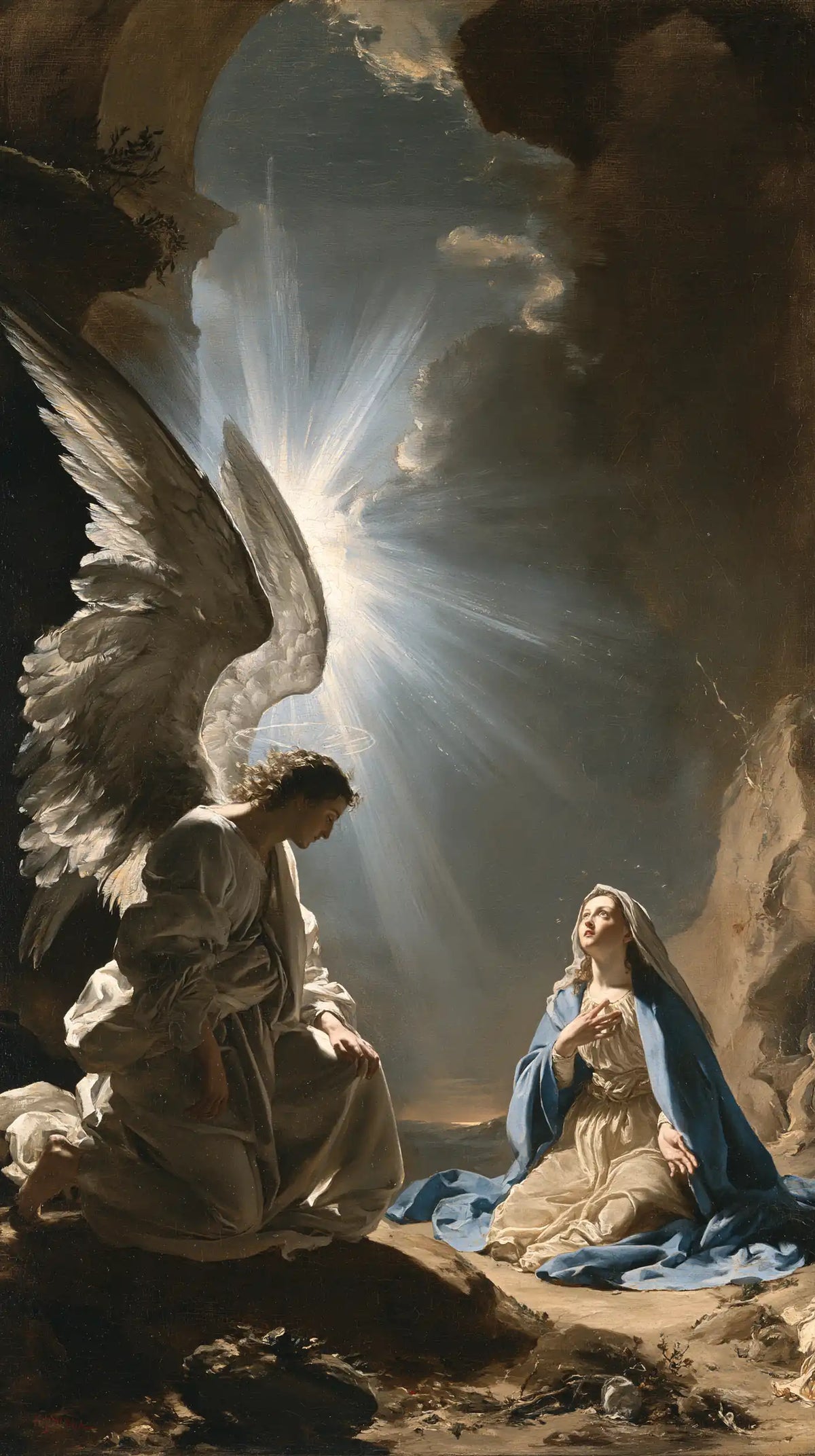 Gabriel in radiant light at the Annunciation in Gabriel in Radiant Light style, portrait Christian artwork no. 3