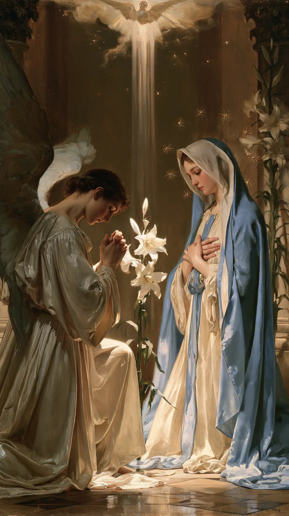 the Annunciation in a symbolist composition in Symbolist style, portrait Christian artwork no. 2
