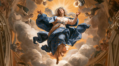 The Assumption of Mary — The Blue Whirl Beneath Painted Gold