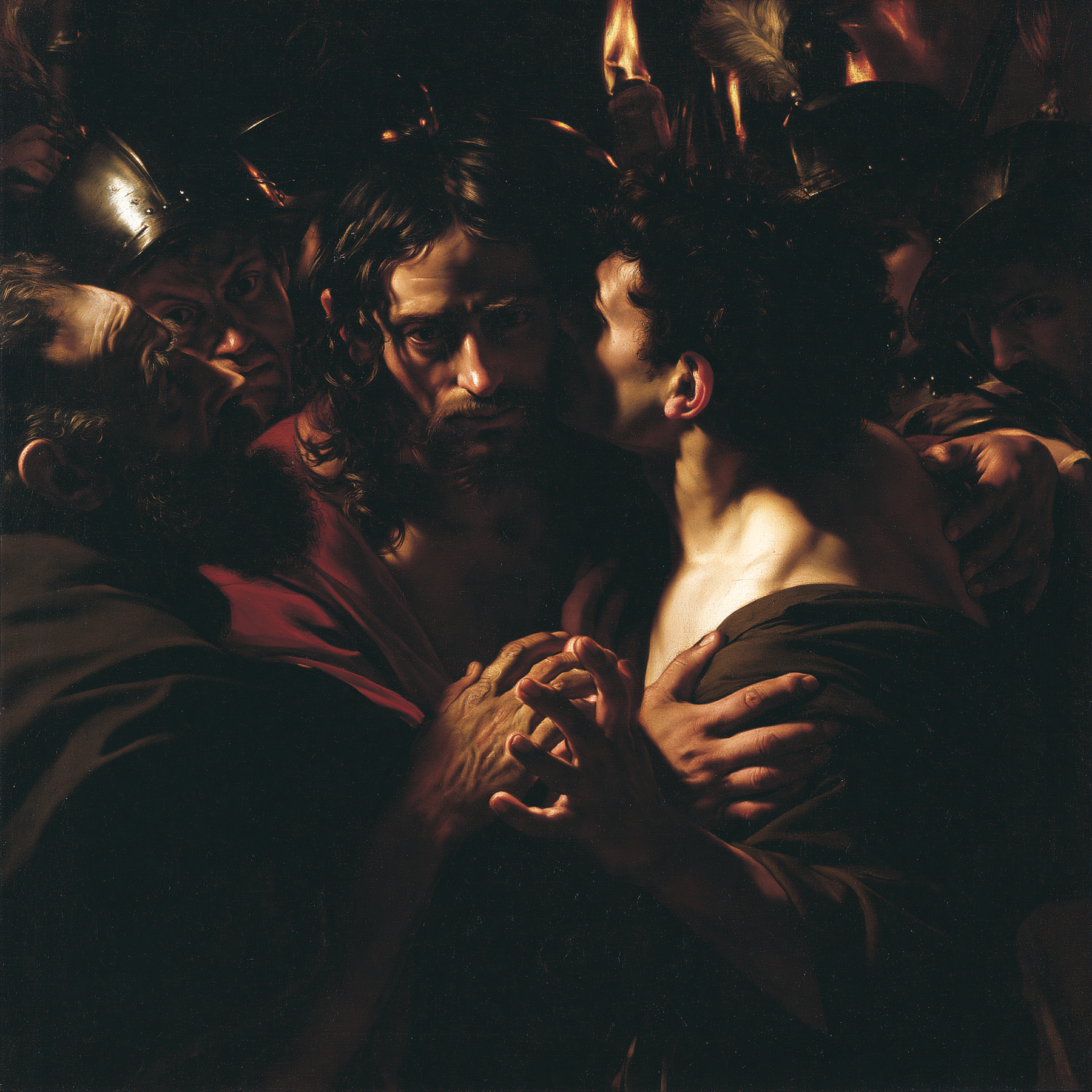 La Trahison de Judas — Caravage - ténébrisme · Carré n° 1 — aperçu de la finition sélectionnée