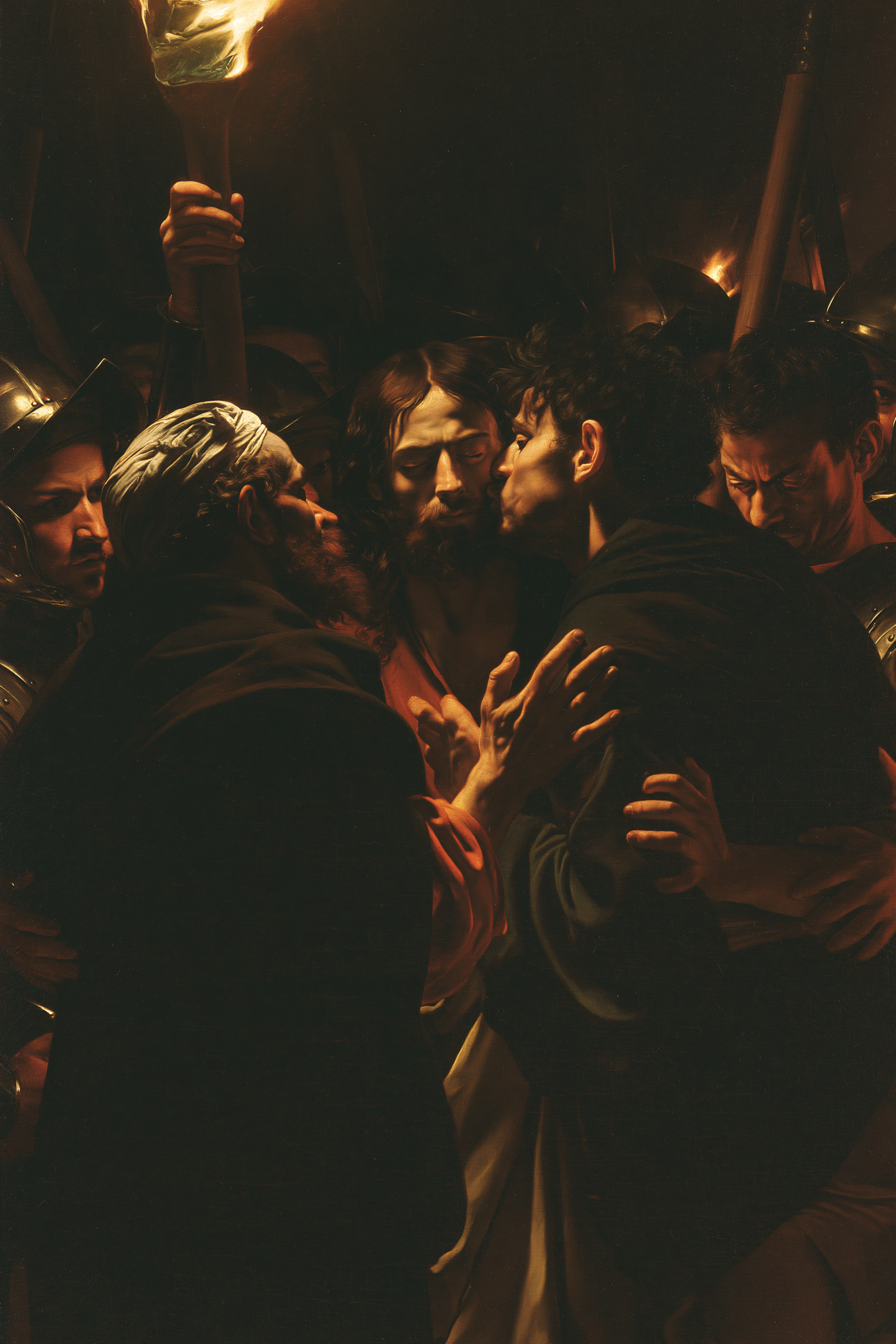 La Trahison de Judas — Caravage - ténébrisme · Portrait n° 5 — aperçu de la finition sélectionnée
