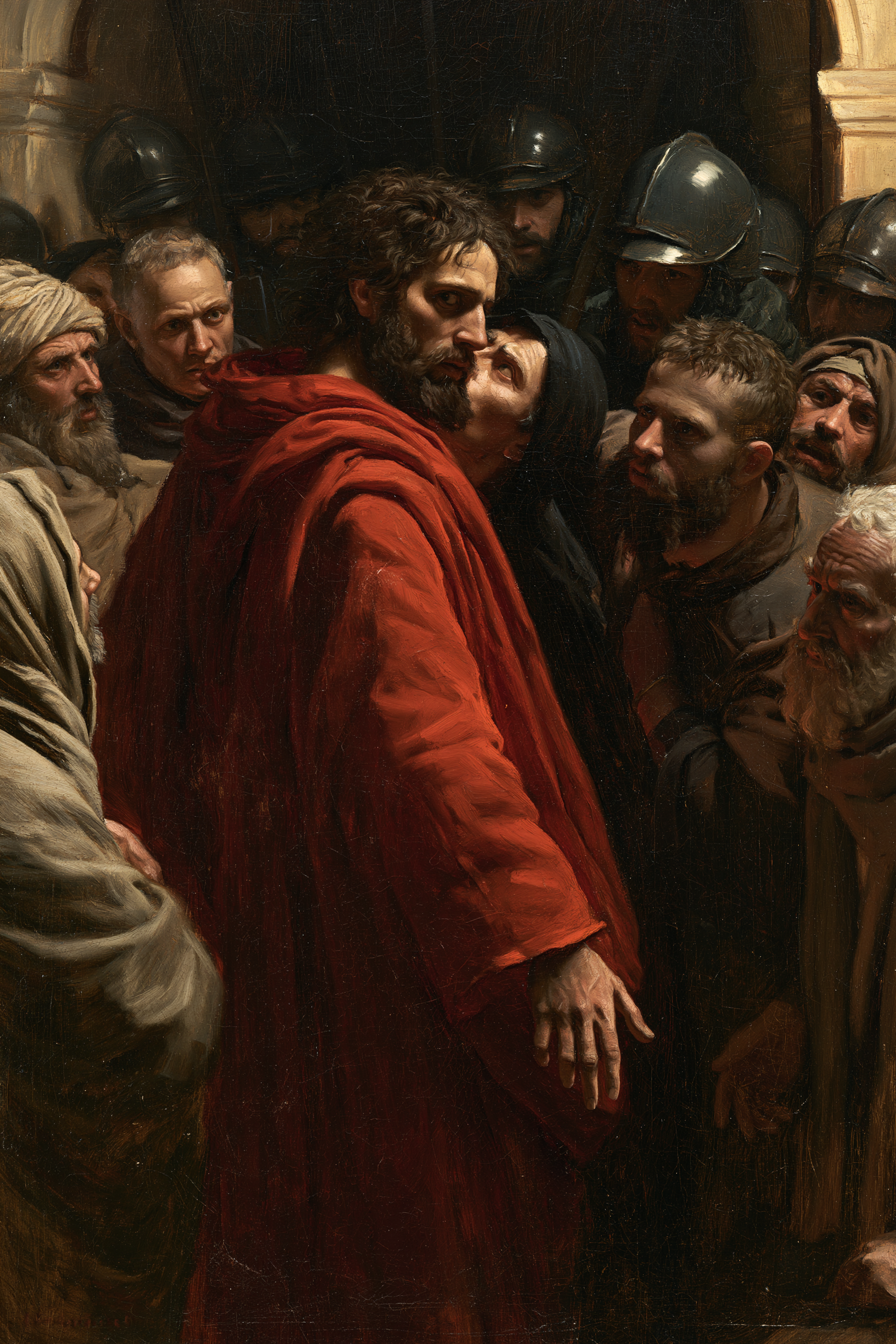 La Trahison de Judas — Rouge du sacrifice · Portrait n° 5 — aperçu de la finition sélectionnée