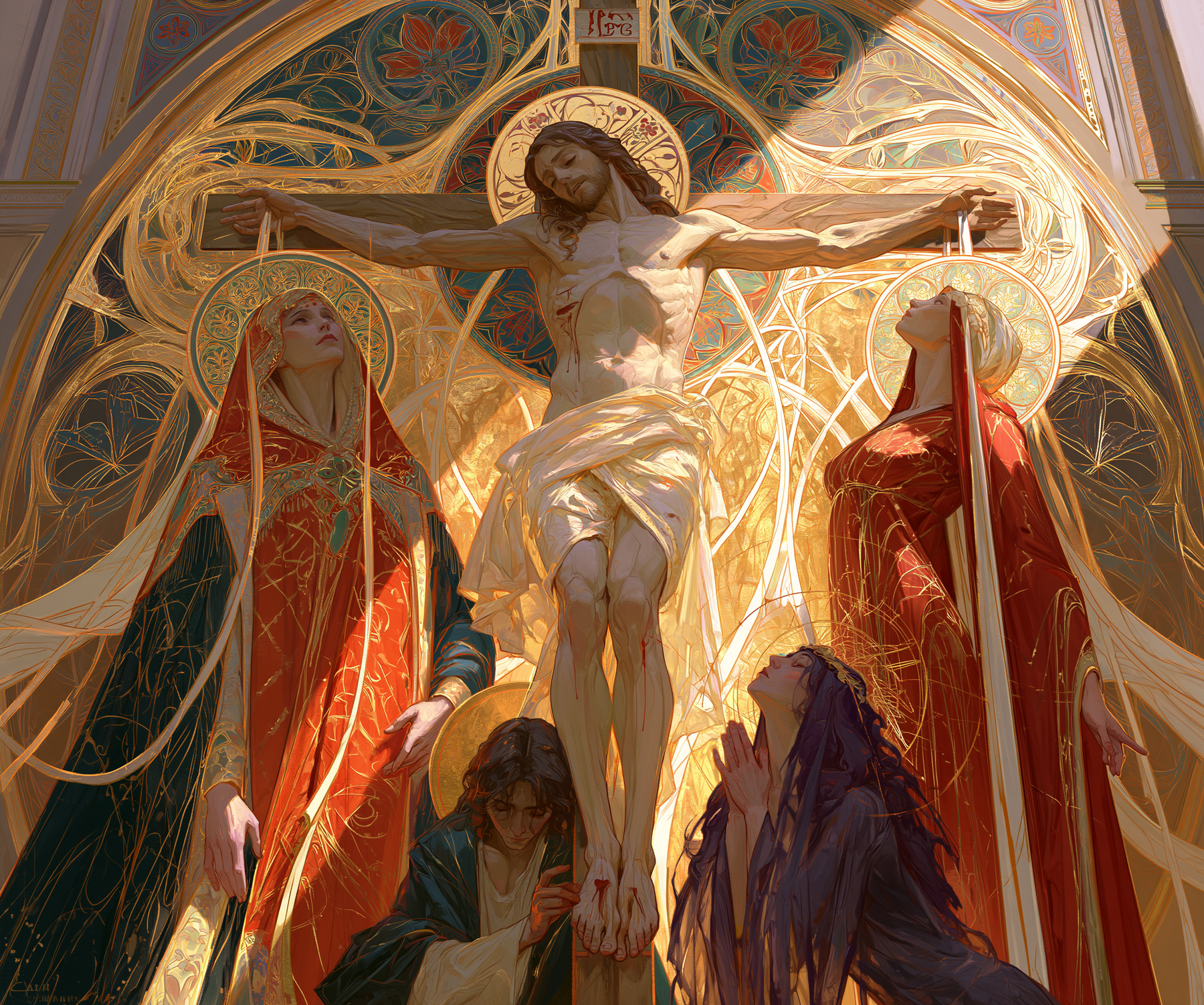 La Crucifixion — Art nouveau sacré · Paysage n° 2 — aperçu de la finition sélectionnée