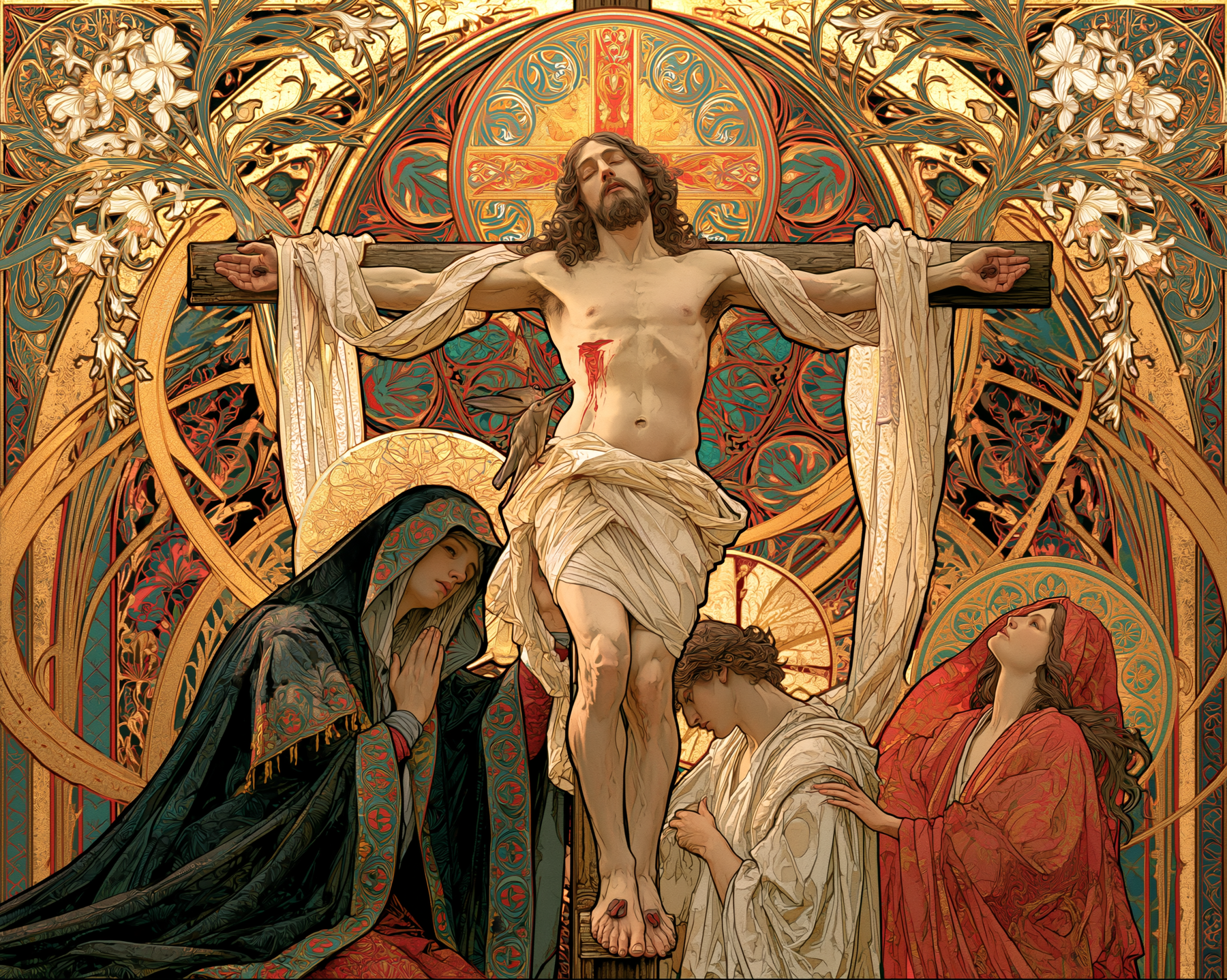 La Crucifixion — Art nouveau sacré · Paysage n° 6 — aperçu de la finition sélectionnée