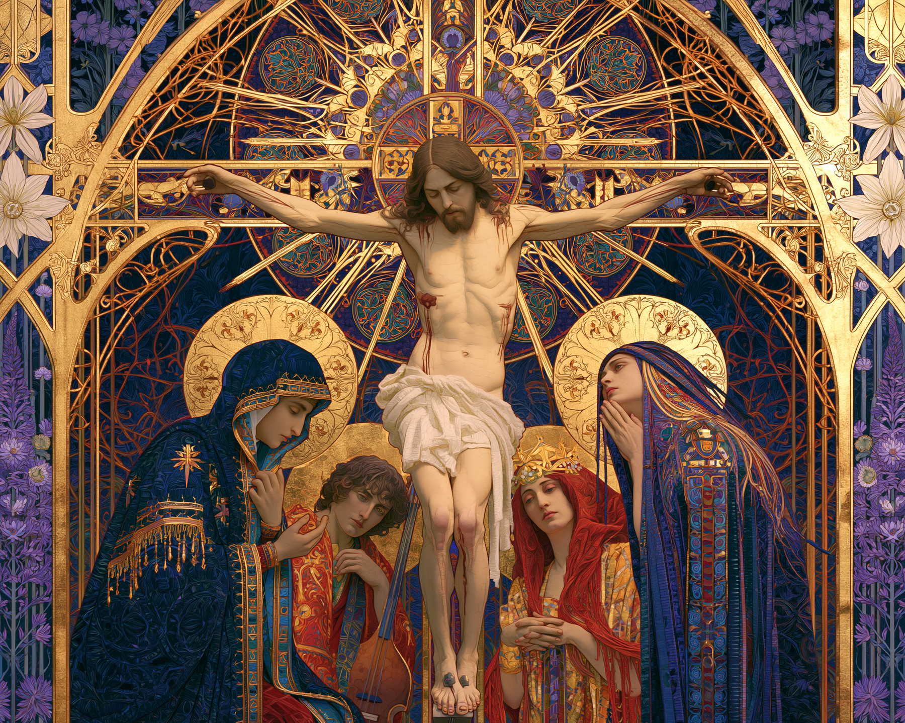 La Crucifixion — Art nouveau sacré · Paysage n° 7 — aperçu de la finition sélectionnée