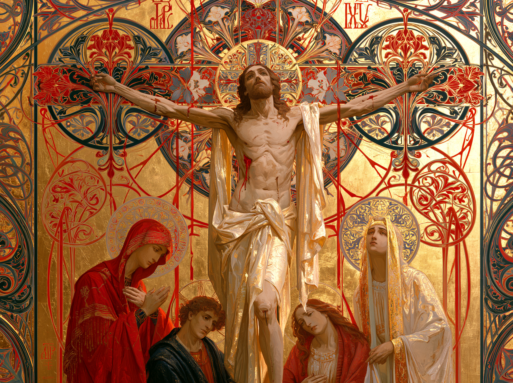 La Crucifixion — Art nouveau sacré · Paysage n° 8 — aperçu de la finition sélectionnée