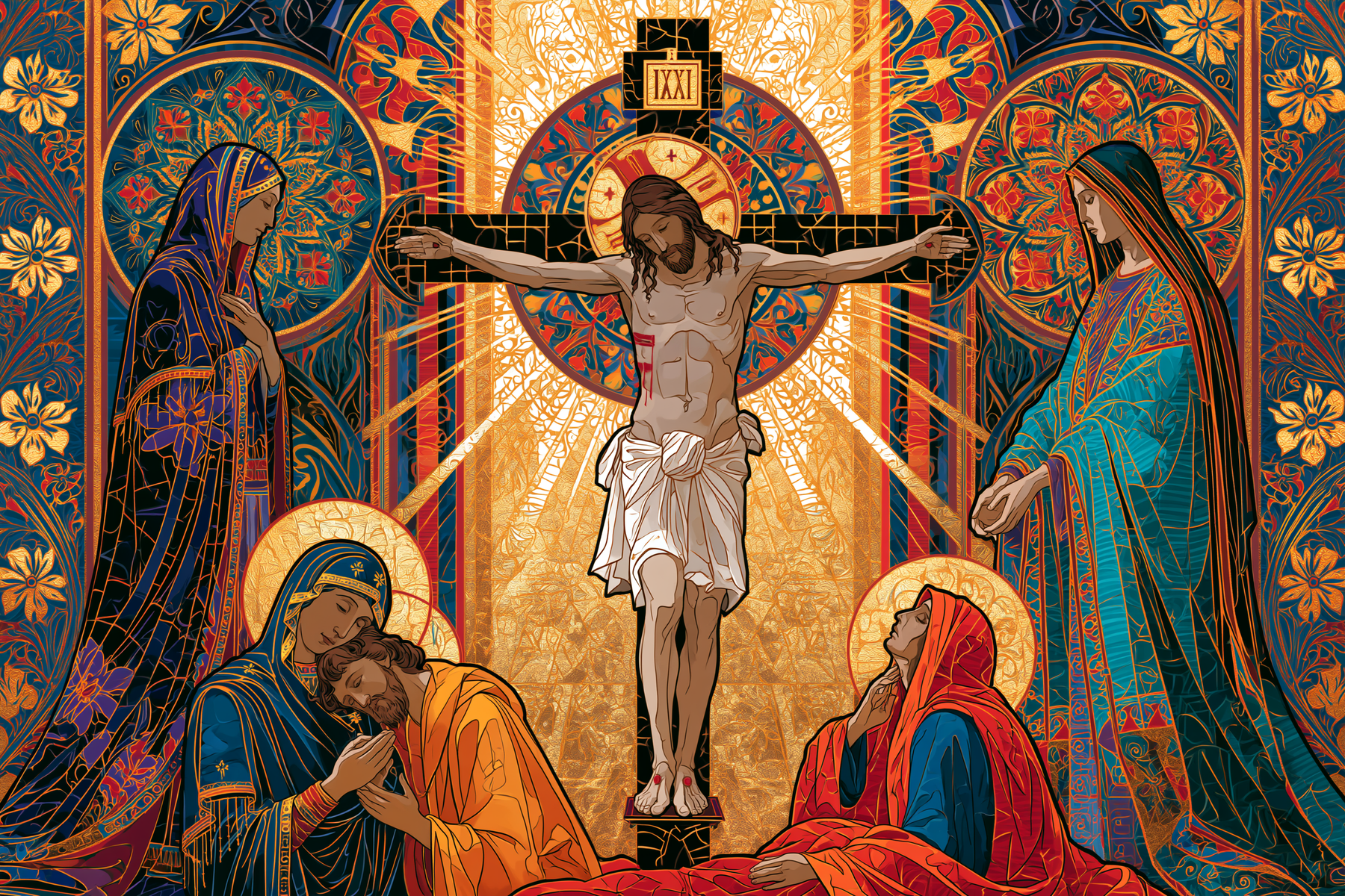 La Crucifixion — Art nouveau sacré · Paysage n° 11 — aperçu de la finition sélectionnée