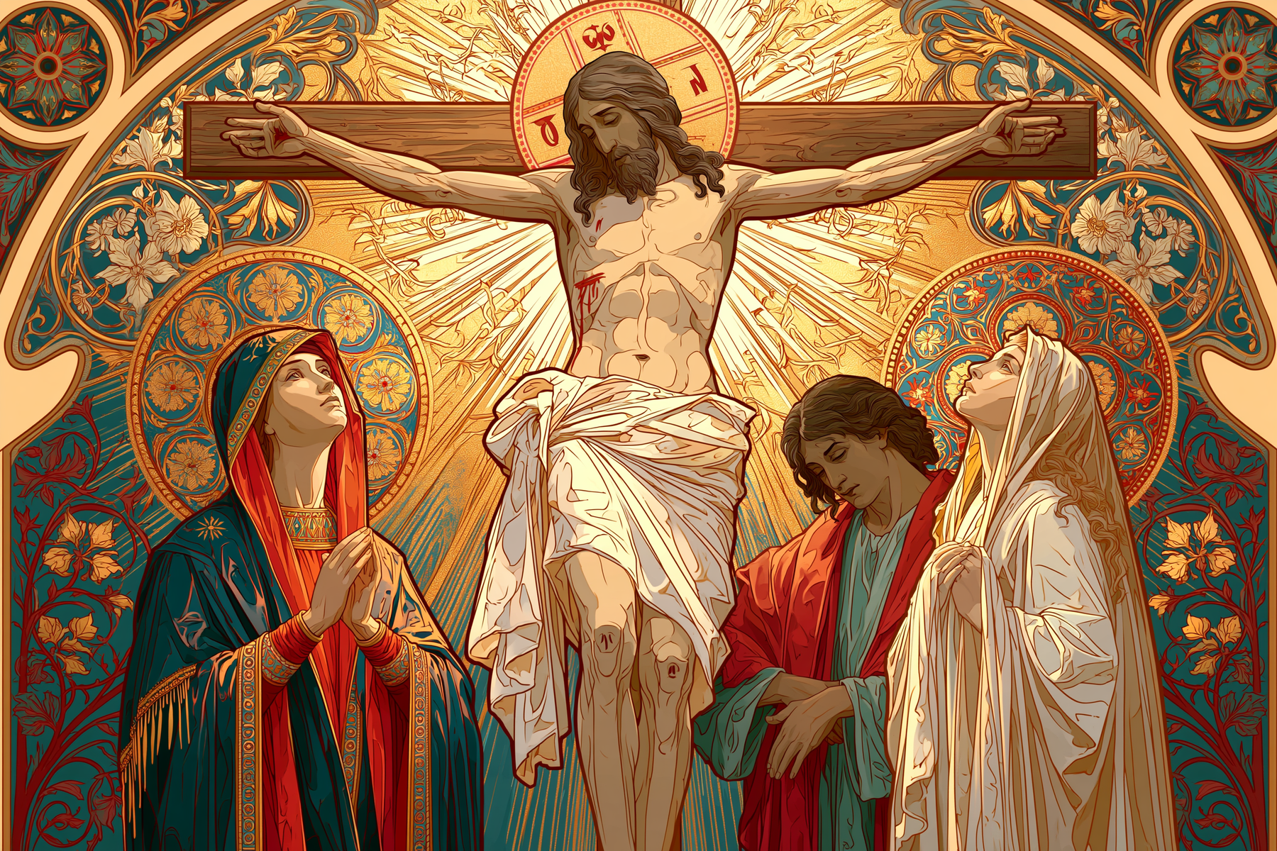 La Crucifixion — Art nouveau sacré · Paysage n° 12 — aperçu de la finition sélectionnée