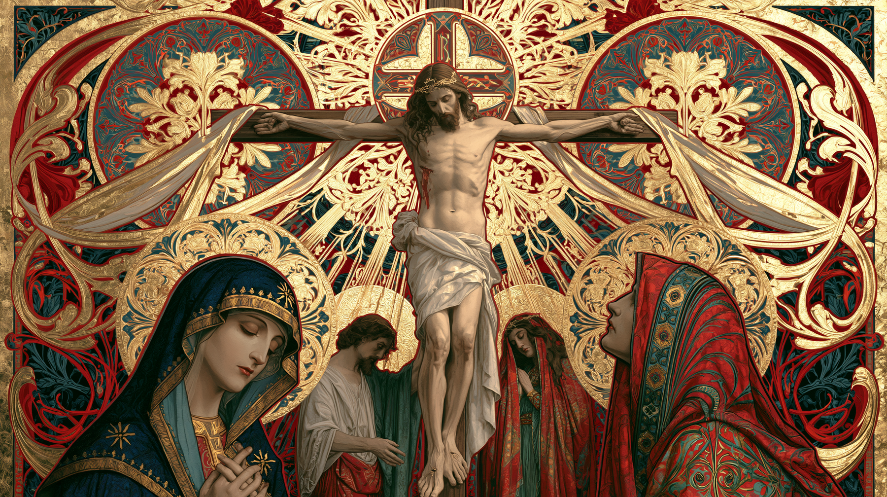 La Crucifixion — Art nouveau sacré · Paysage n° 15 — aperçu de la finition sélectionnée