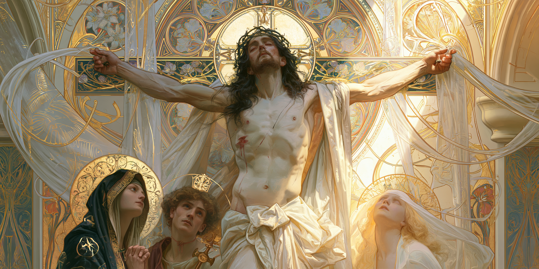 La Crucifixion — Art nouveau sacré · Paysage n° 17 — aperçu de la finition sélectionnée