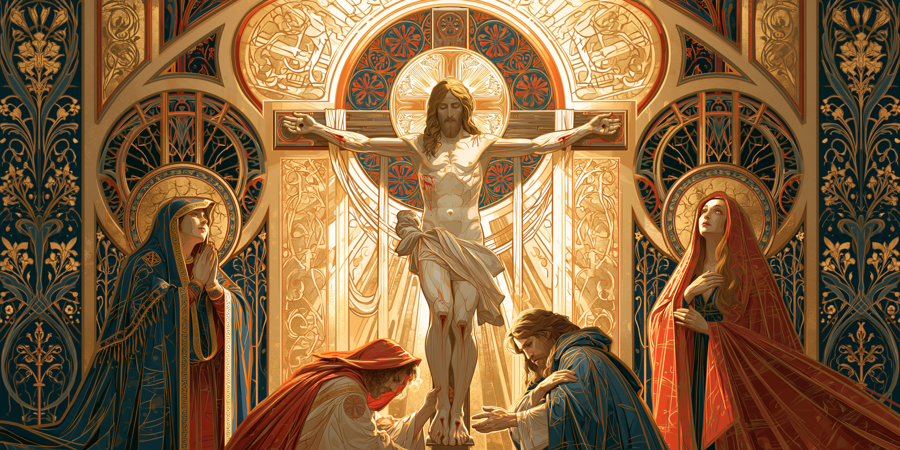 La Crucifixion — Art nouveau sacré · Paysage n° 19 — aperçu de la finition sélectionnée