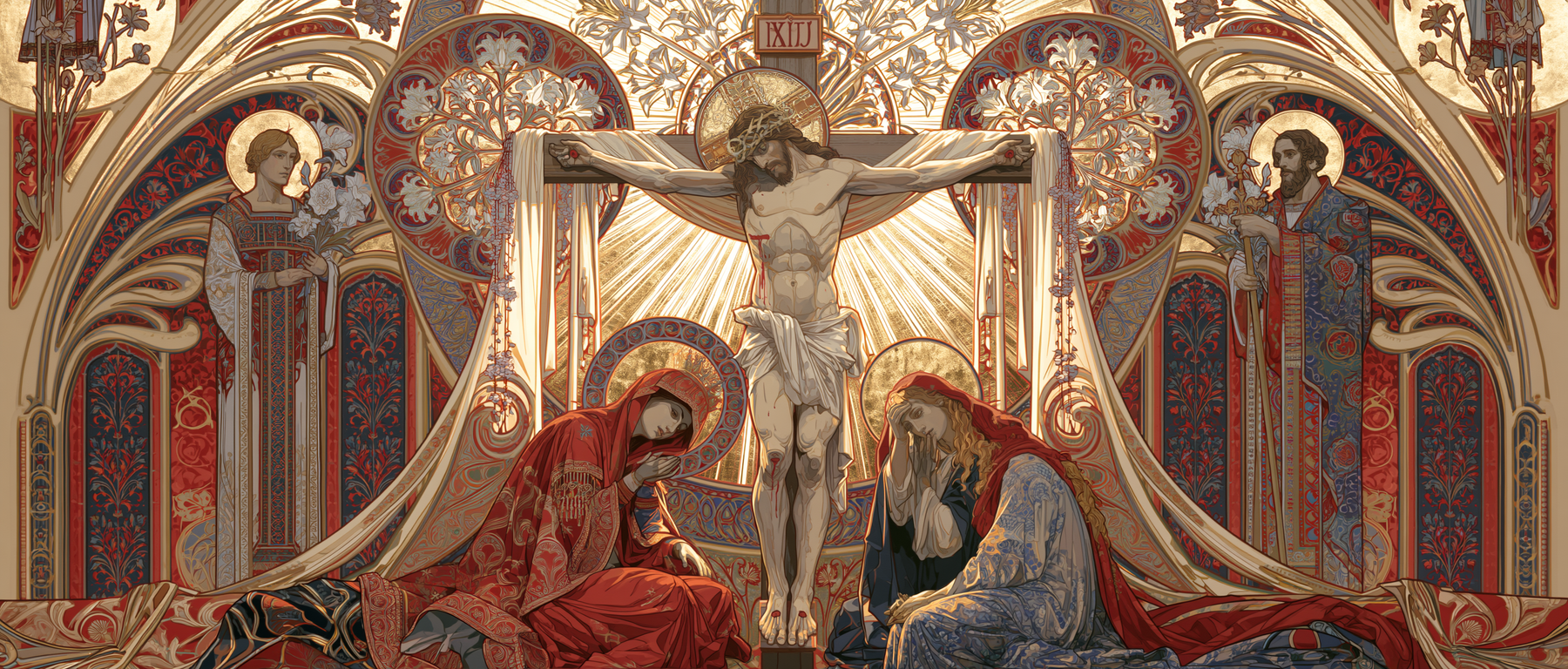 La Crucifixion — Art nouveau sacré · Paysage n° 22 — aperçu de la finition sélectionnée