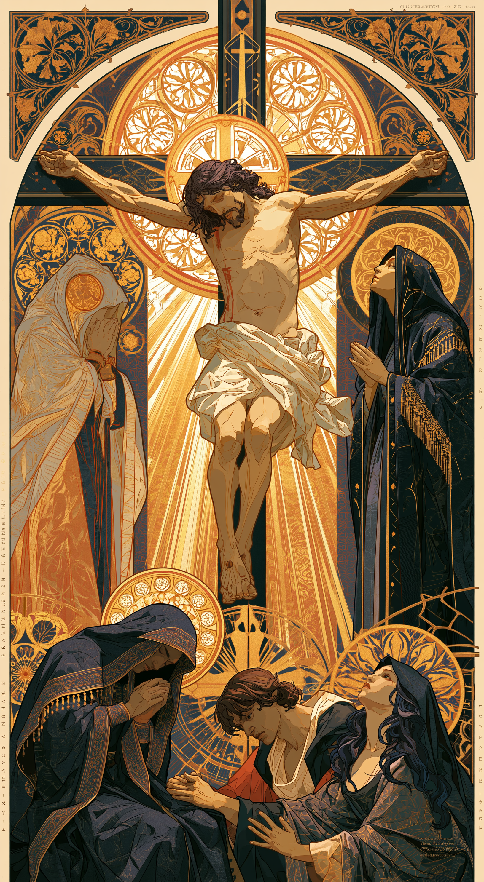 La Crucifixion — Art nouveau sacré · Portrait n° 6 — aperçu de la finition sélectionnée