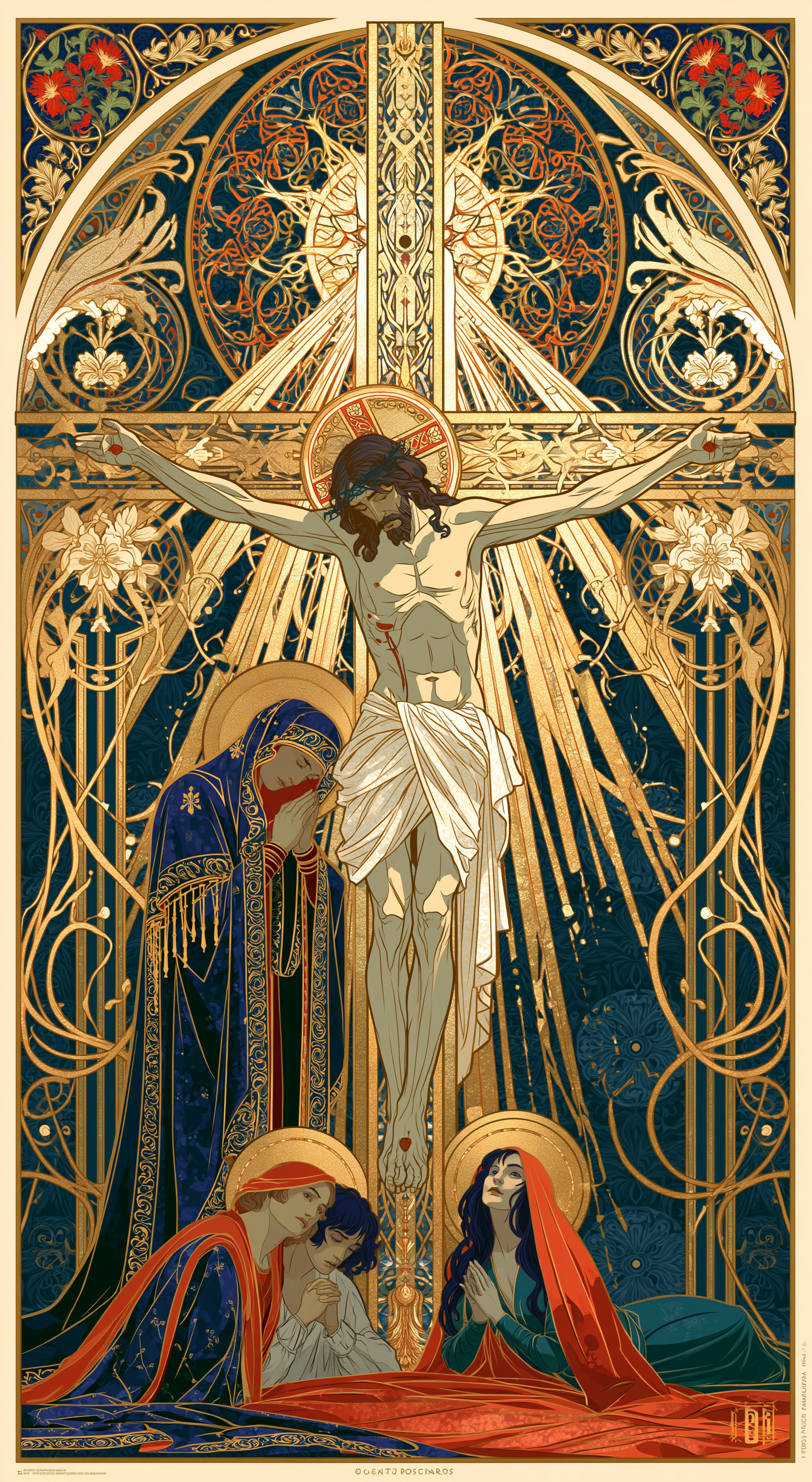 La Crucifixion — Art nouveau sacré · Portrait n° 7 — aperçu de la finition sélectionnée