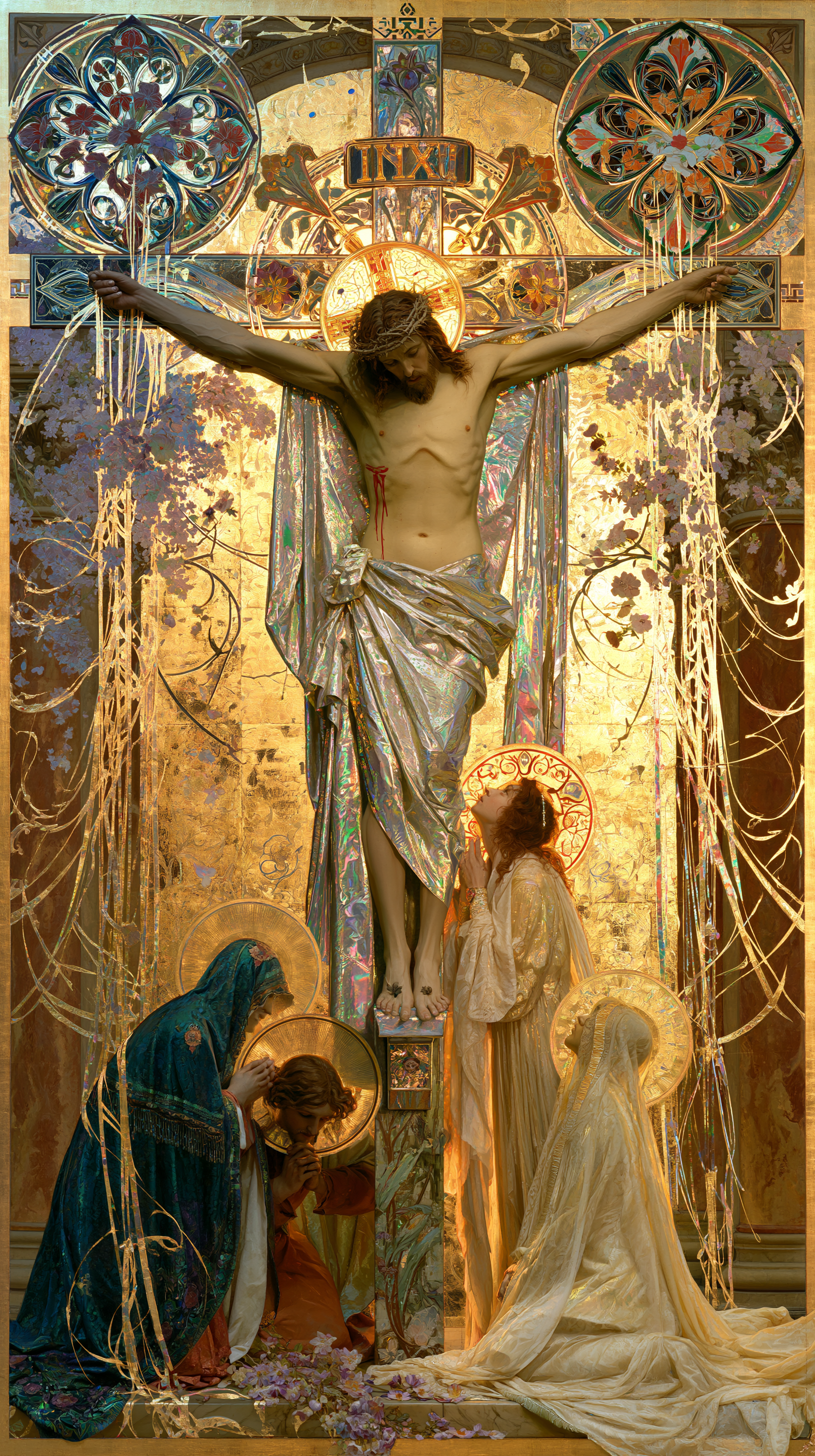 La Crucifixion — Art nouveau sacré · Portrait n° 11 — aperçu de la finition sélectionnée