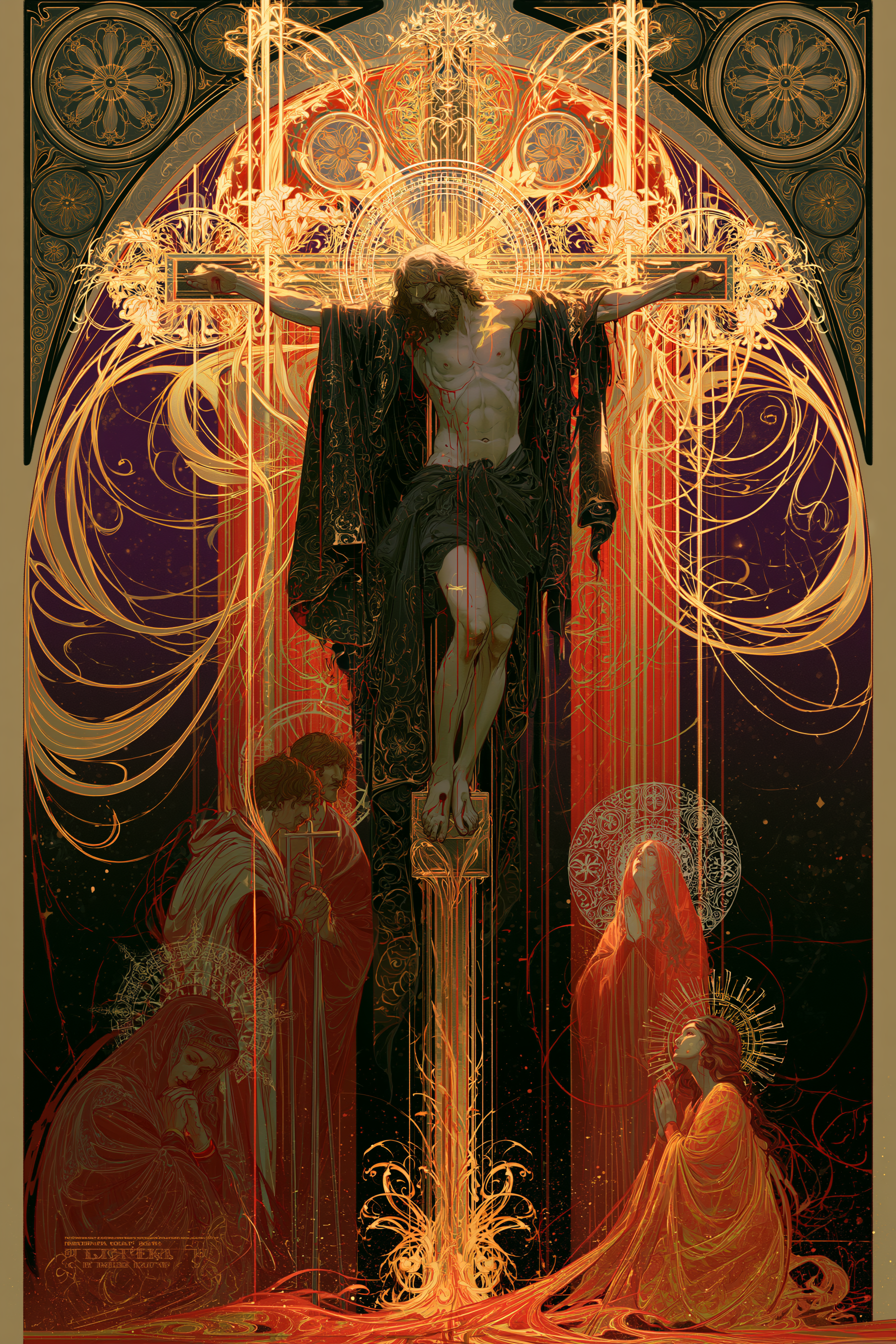 La Crucifixion — Art nouveau sacré · Portrait n° 13 — aperçu de la finition sélectionnée