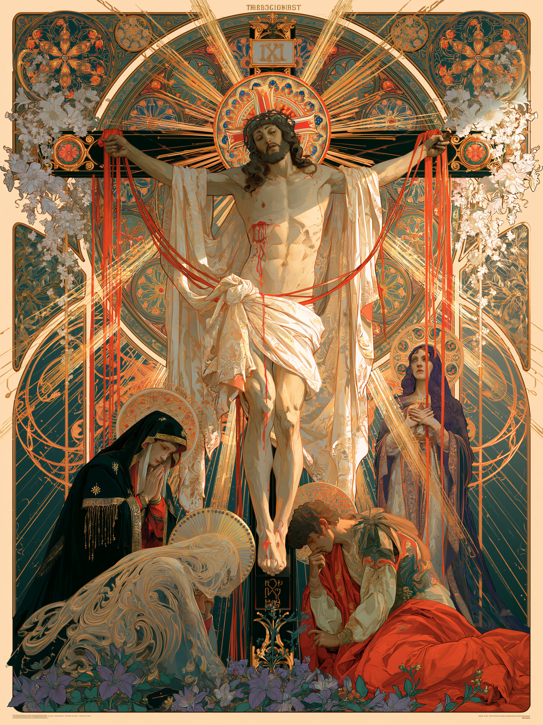 La Crucifixion — Art nouveau sacré · Portrait n° 16 — aperçu de la finition sélectionnée