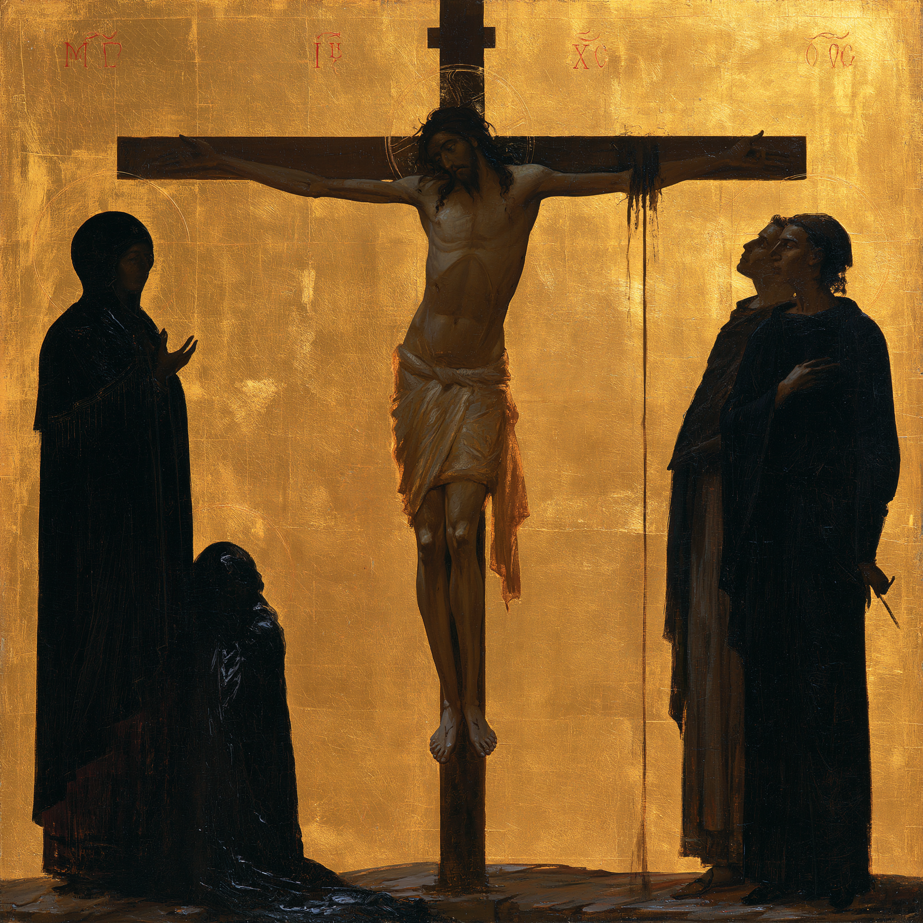 La Crucifixion — Byzantin contemporain · Carré n° 2 — aperçu de la finition sélectionnée