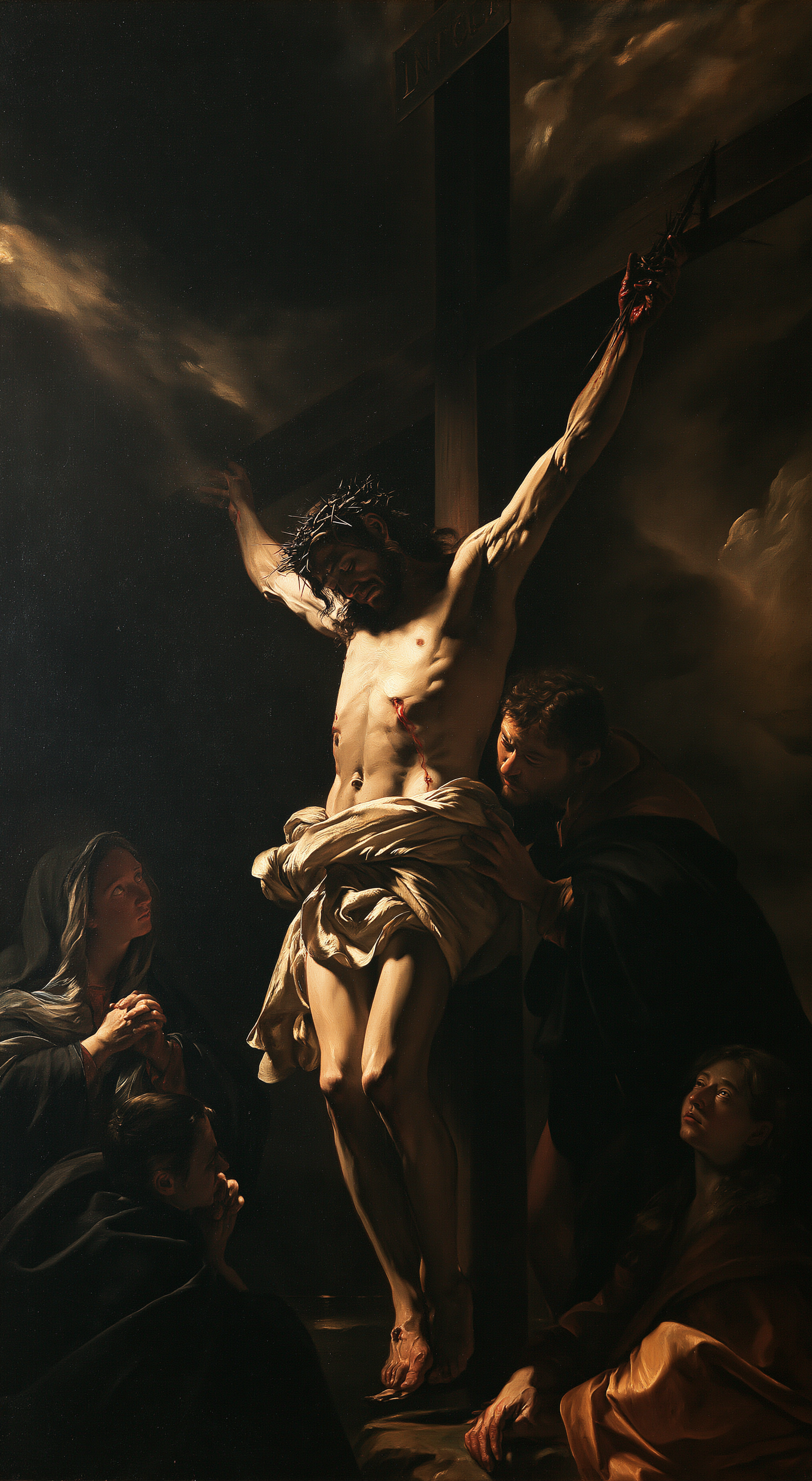 La Crucifixion — Caravage - ténébrisme · Portrait n° 5 — aperçu de la finition sélectionnée