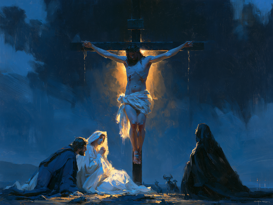 La Crucifixion — Clair-obscur bleu nuit · Paysage n° 5