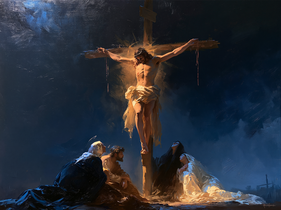 La Crucifixion — Clair-obscur bleu nuit · Paysage n° 8