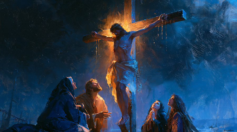 La Crucifixion — Clair-obscur bleu nuit · Paysage n° 12