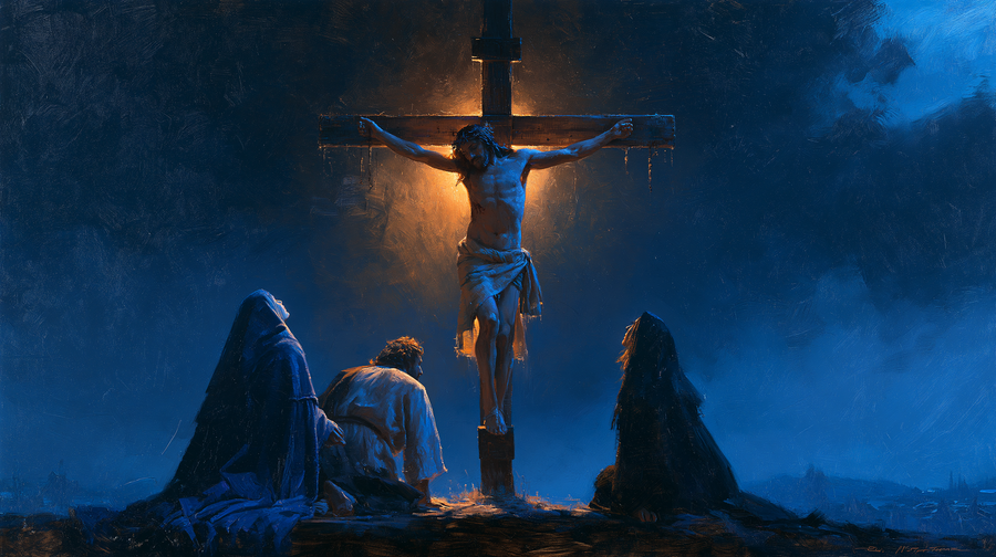 La Crucifixion — Clair-obscur bleu nuit · Paysage n° 13
