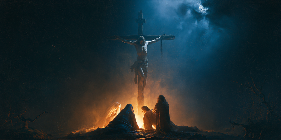 La Crucifixion — Clair-obscur bleu nuit · Paysage n° 15