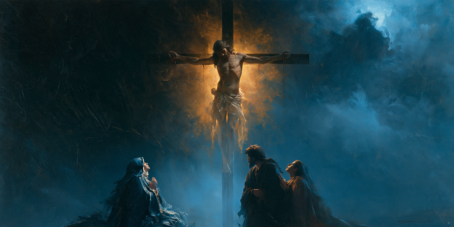La Crucifixion — Clair-obscur bleu nuit · Paysage n° 17