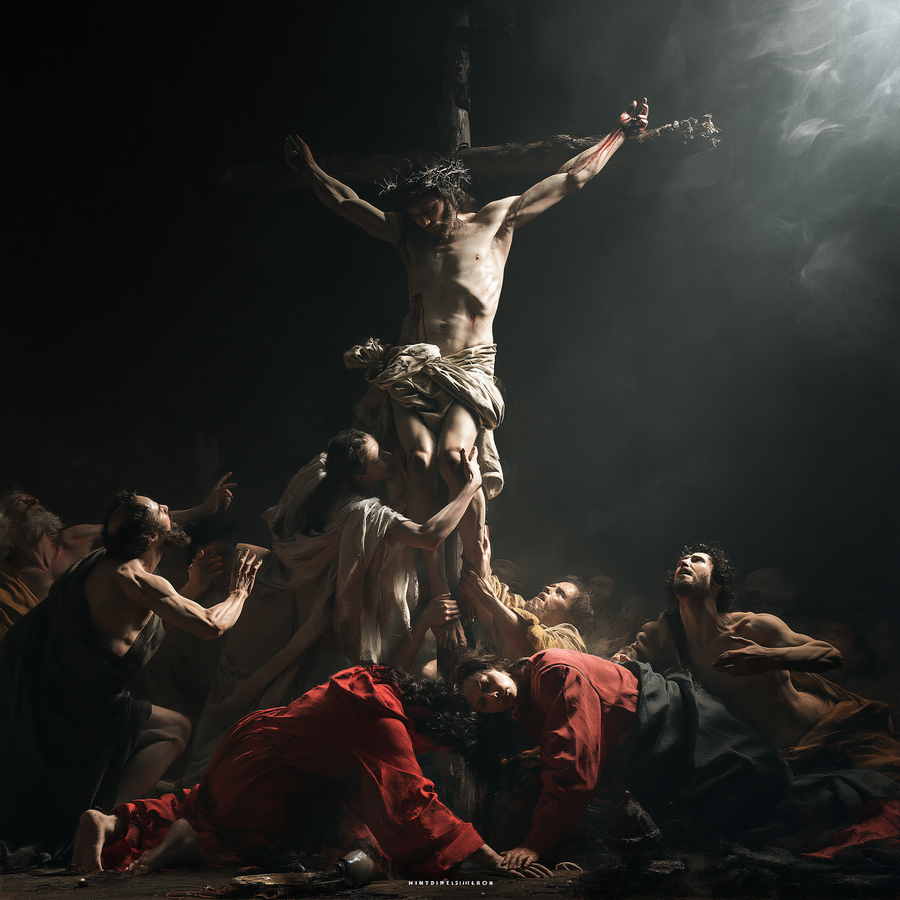 La Crucifixion — Explosion de mouvement · Carré n° 1