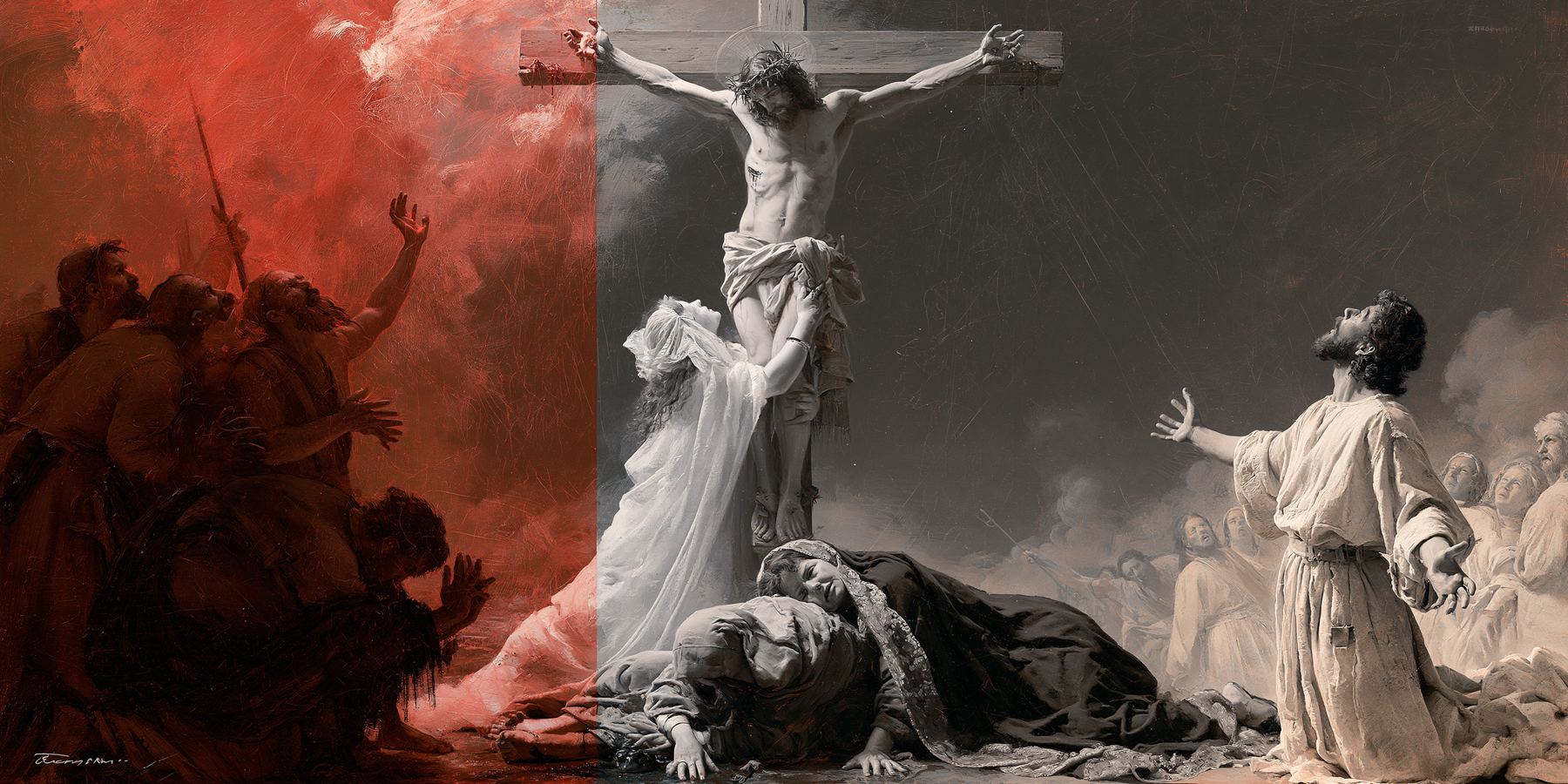 La Crucifixion — Explosion de mouvement · Paysage n° 5 — aperçu de la finition sélectionnée