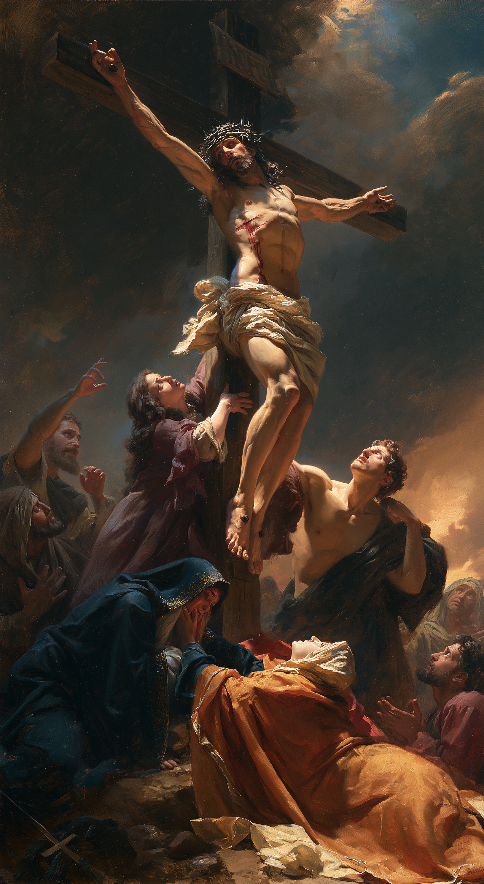 La Crucifixion — Explosion de mouvement · Portrait n° 7 — aperçu de la finition sélectionnée