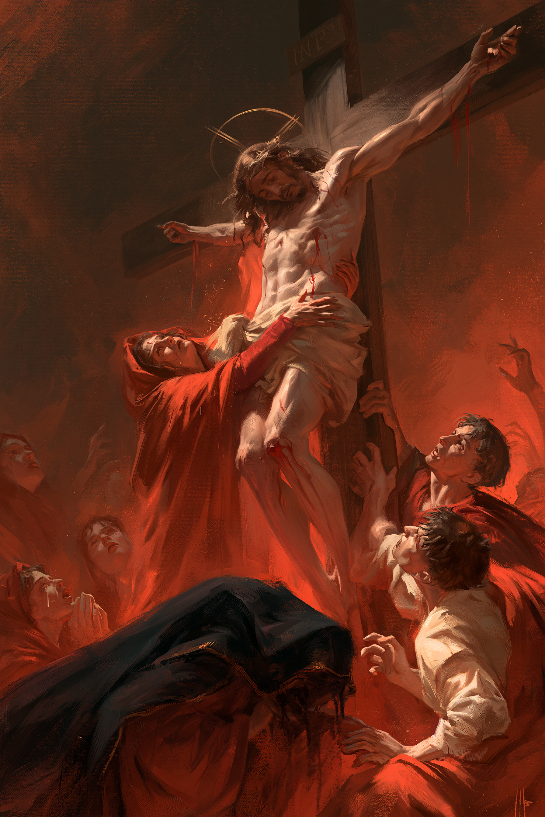 La Crucifixion — Explosion de mouvement · Portrait n° 12 — aperçu de la finition sélectionnée