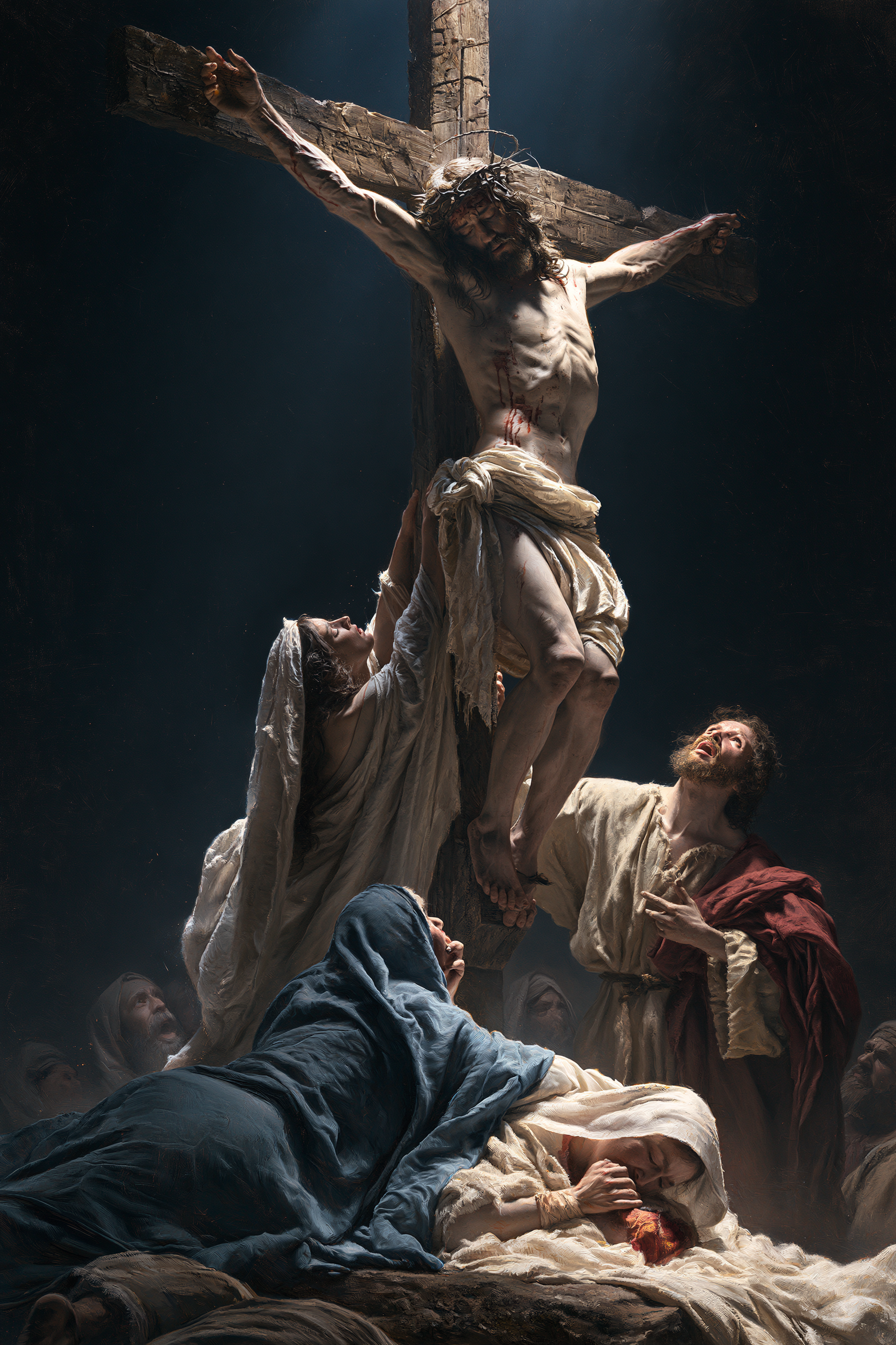 La Crucifixion — Explosion de mouvement · Portrait n° 14 — aperçu de la finition sélectionnée