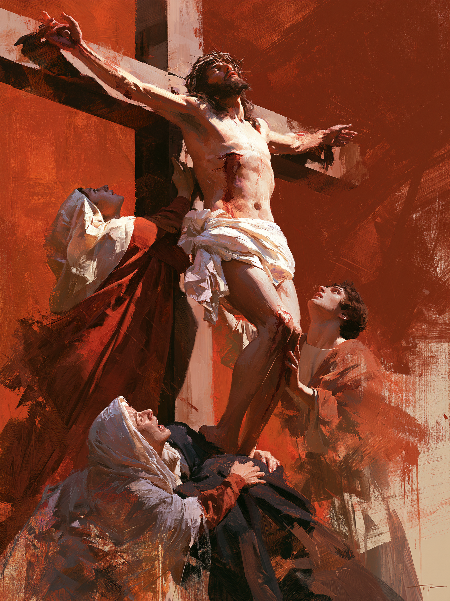 La Crucifixion — Explosion de mouvement · Portrait n° 16 — aperçu de la finition sélectionnée
