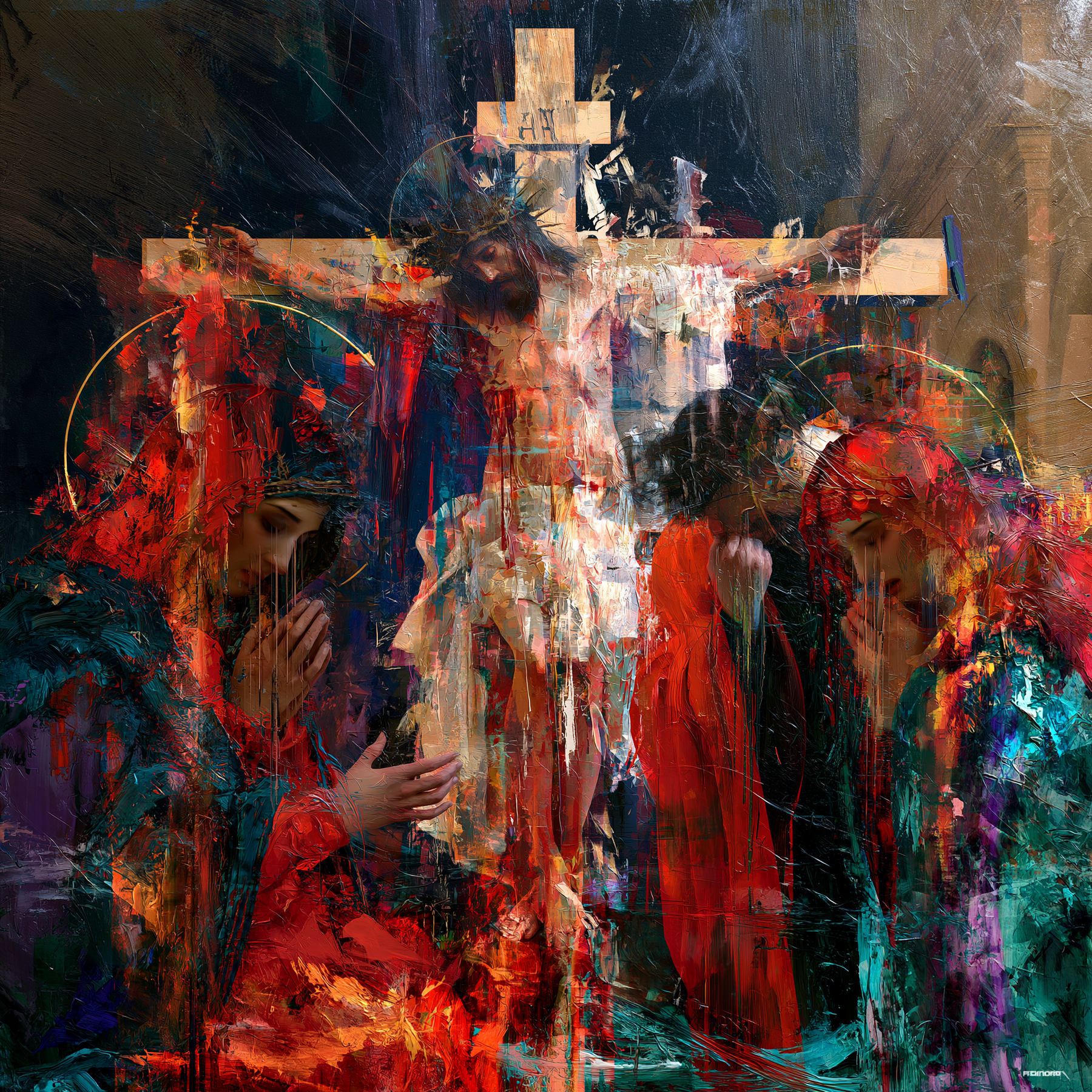 La Crucifixion — Expressionniste · Carré n° 2 — aperçu de la finition sélectionnée