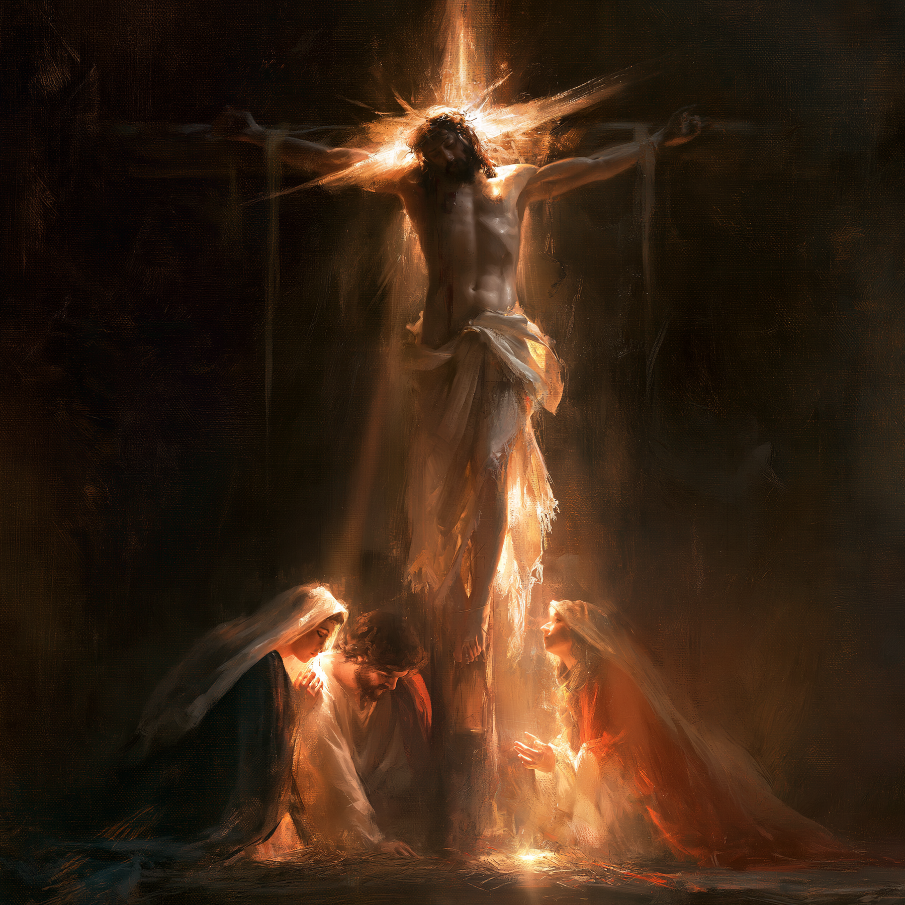 La Crucifixion — Lumière divine · Carré n° 2 — aperçu de la finition sélectionnée