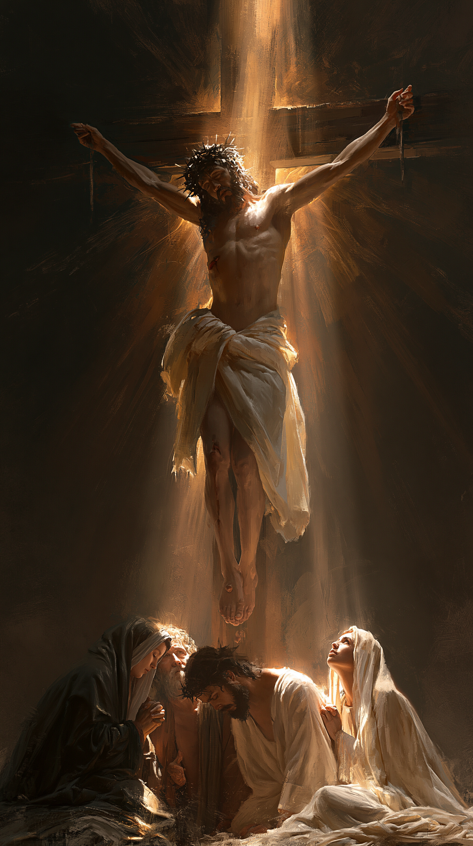 La Crucifixion — Lumière divine · Portrait n° 1 — aperçu de la finition sélectionnée