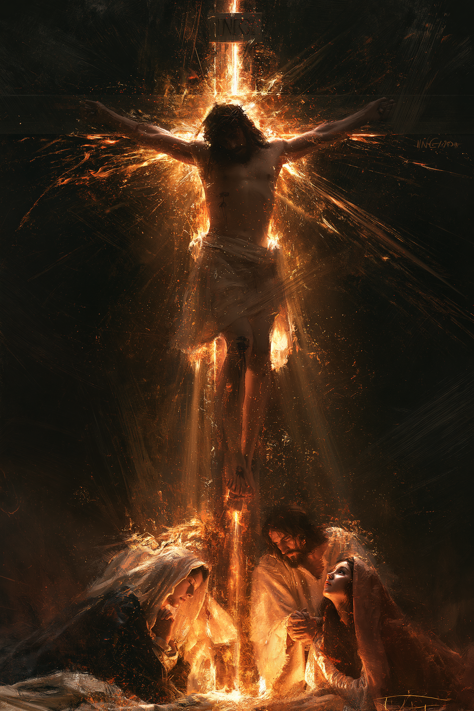 La Crucifixion — Lumière divine · Portrait n° 2 — aperçu de la finition sélectionnée
