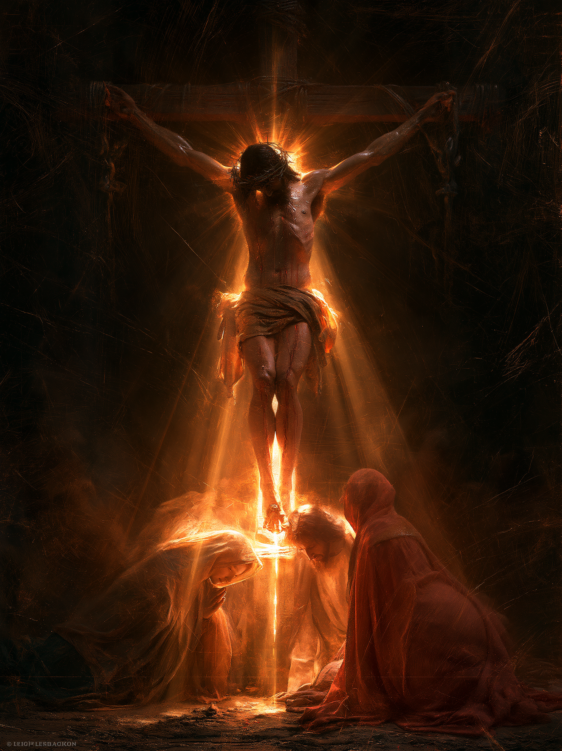 La Crucifixion — Lumière divine · Portrait n° 3 — aperçu de la finition sélectionnée