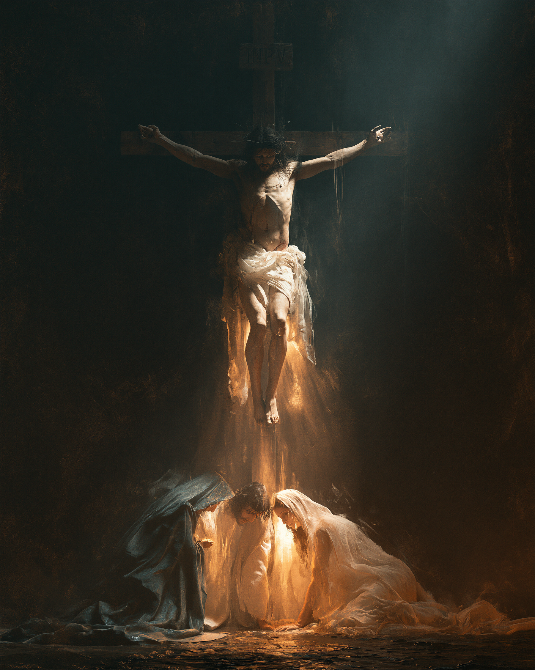 La Crucifixion — Lumière divine · Portrait n° 4 — aperçu de la finition sélectionnée