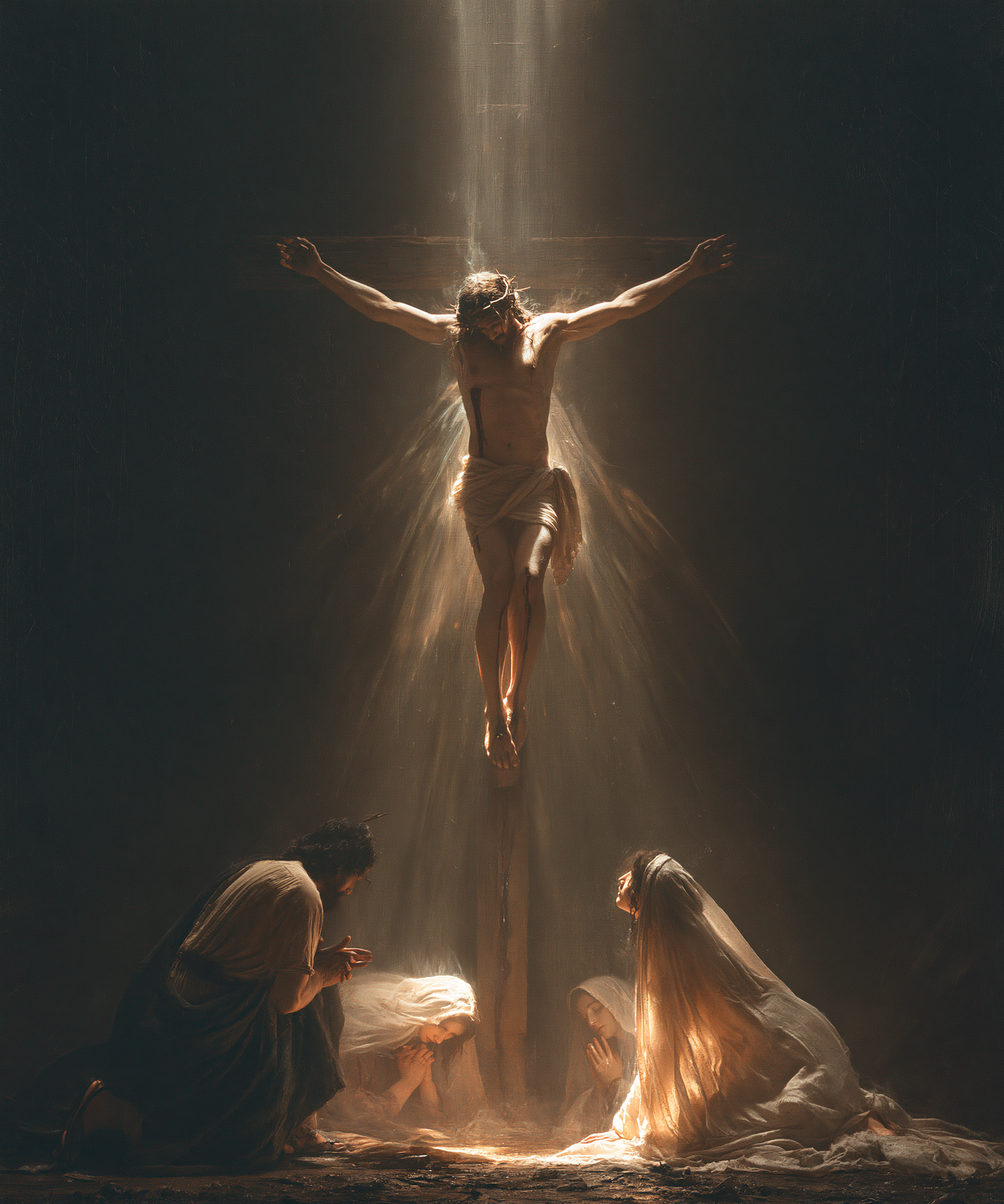 La Crucifixion — Lumière divine · Portrait n° 5 — aperçu de la finition sélectionnée