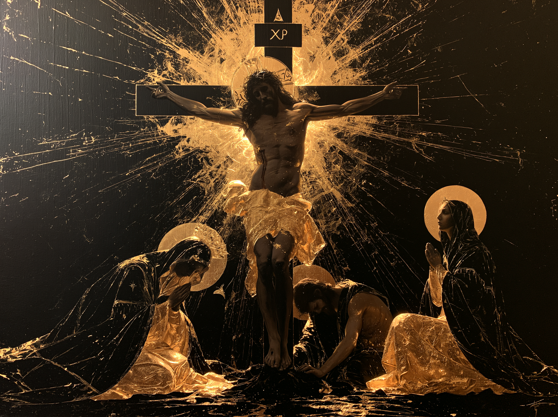 La Crucifixion — Noir et or · Paysage n° 2 — aperçu de la finition sélectionnée