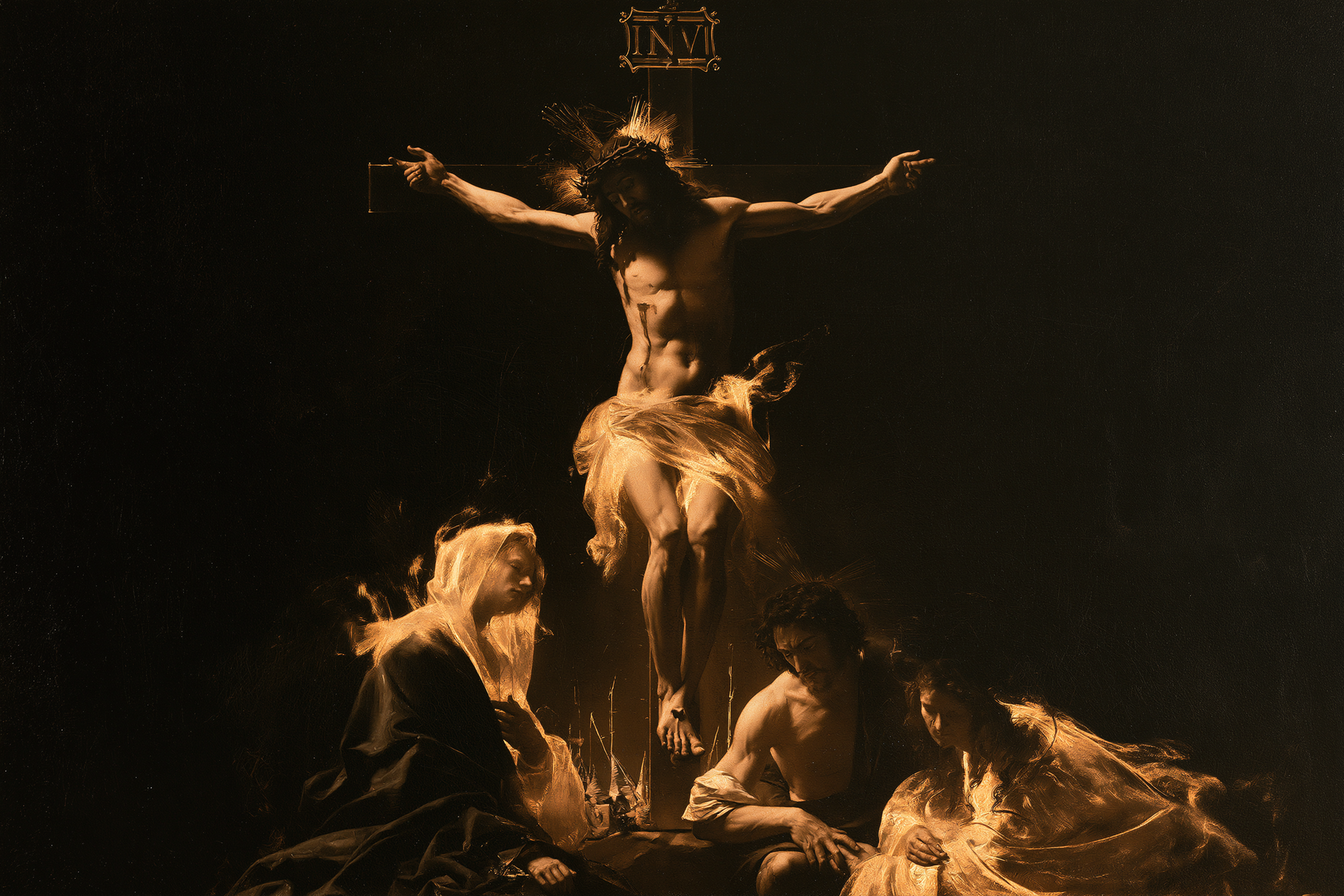 La Crucifixion — Noir et or · Paysage n° 6 — aperçu de la finition sélectionnée