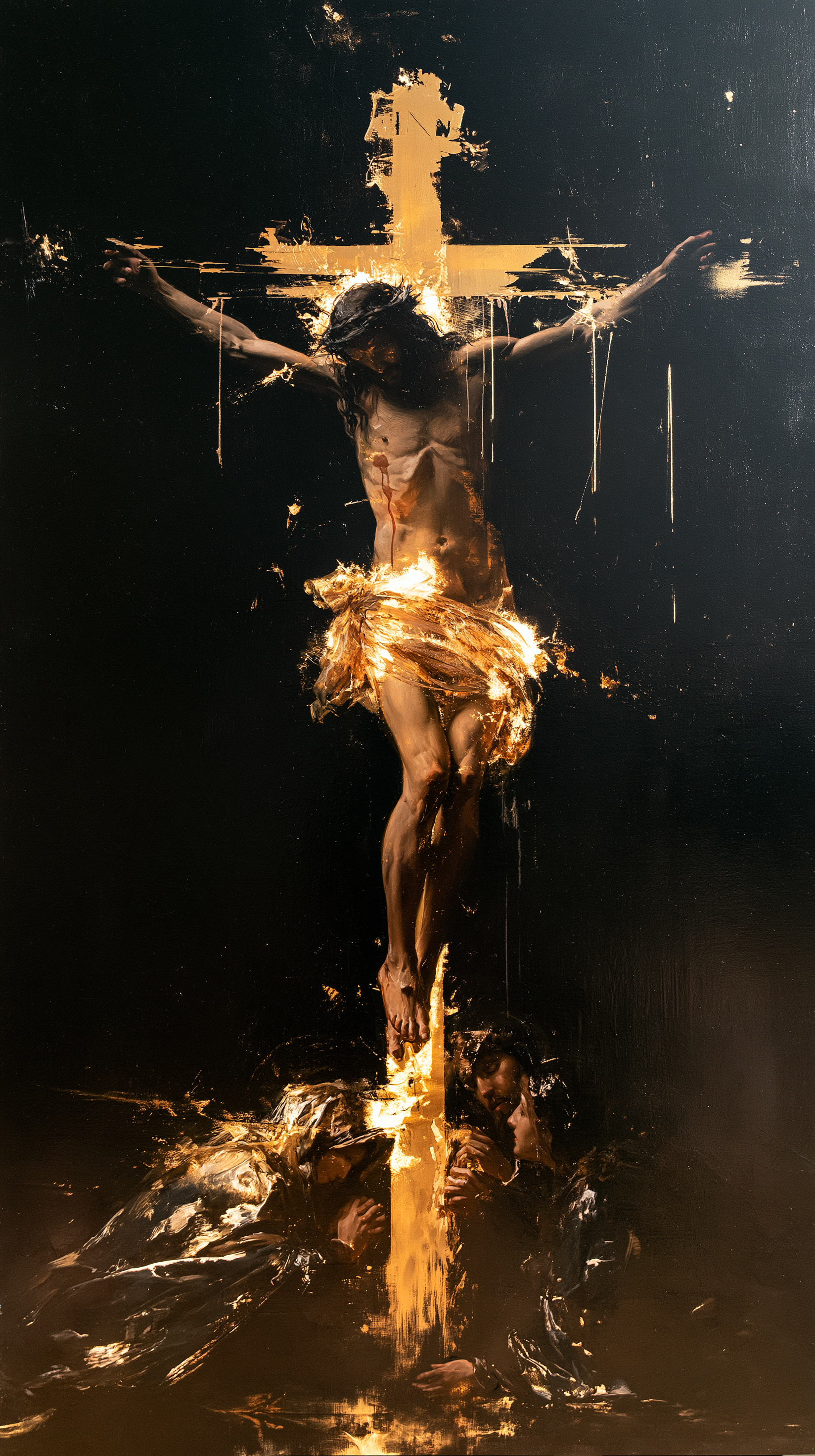 La Crucifixion — Noir et or · Portrait n° 8 — aperçu de la finition sélectionnée