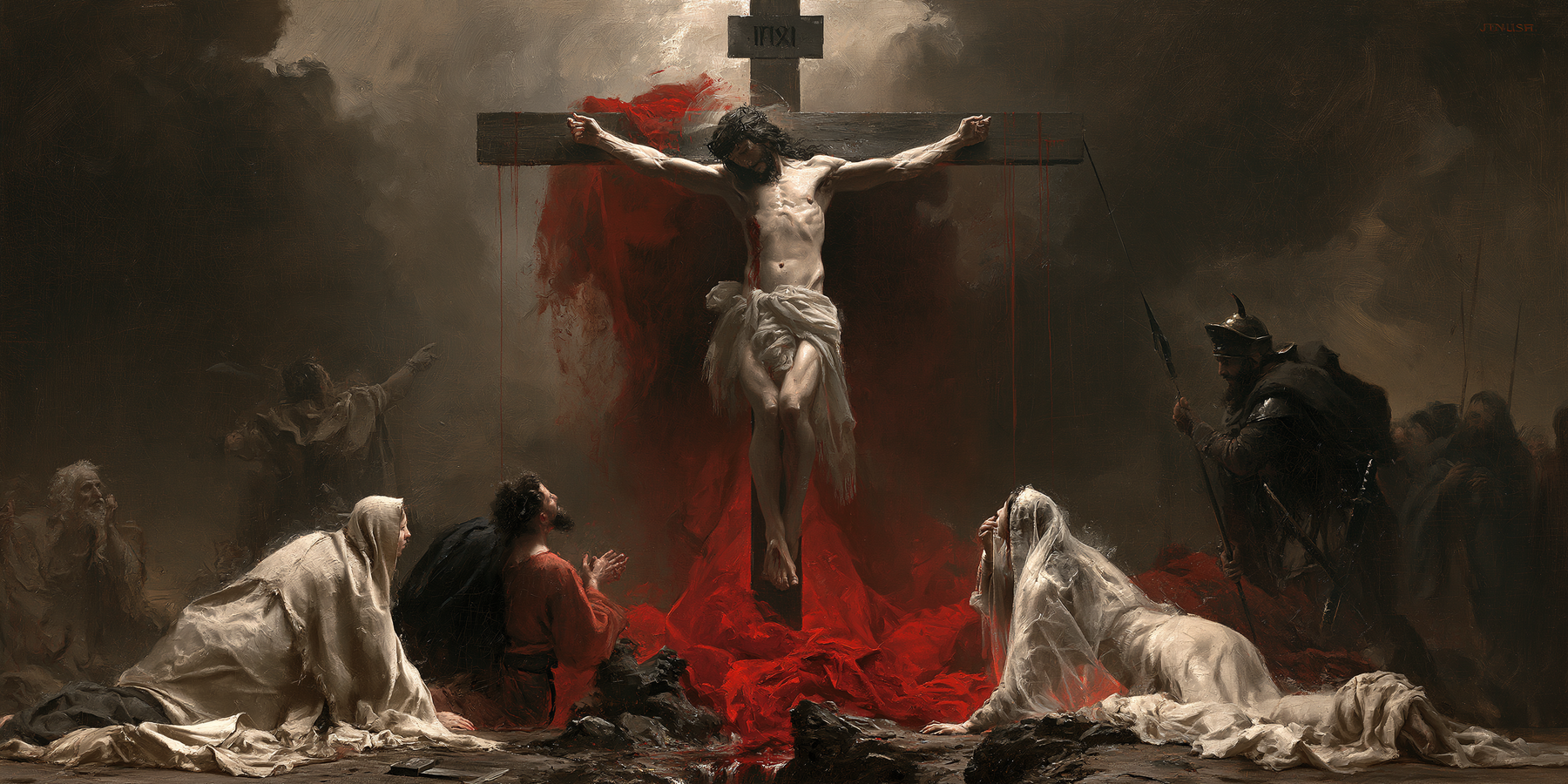 La Crucifixion — Rouge du sacrifice · Paysage n° 14 — aperçu de la finition sélectionnée