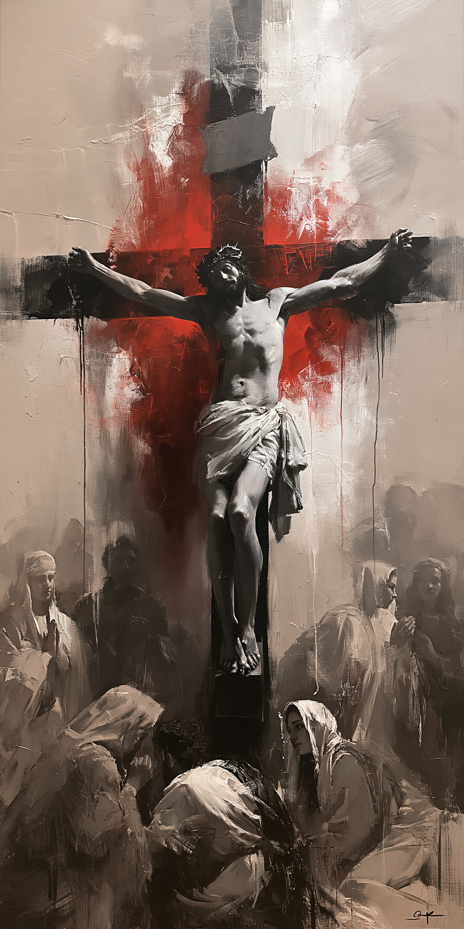 La Crucifixion — Rouge du sacrifice · Portrait n° 3 — aperçu de la finition sélectionnée